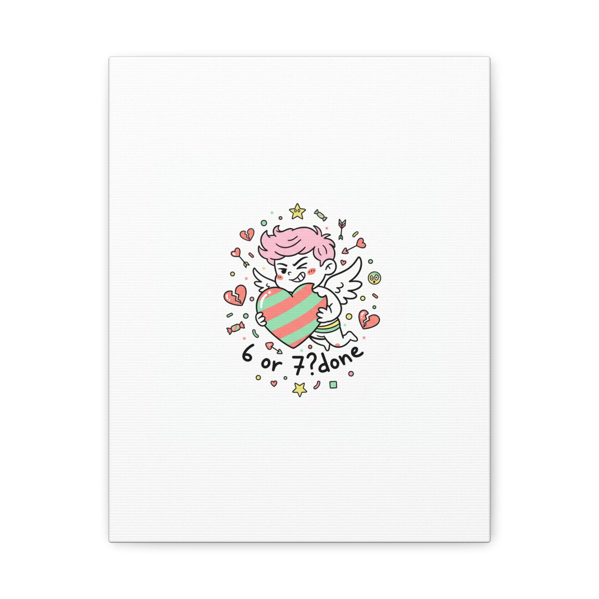 Weird Cupid heart illustration Canvas | Weird Valentine, quirky chaotic love