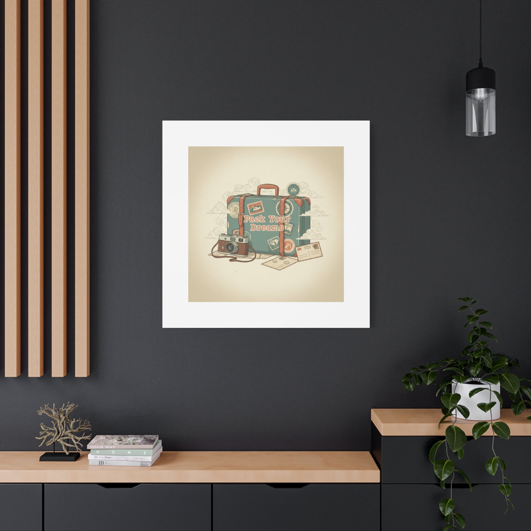 Pack Your Dreams Canvas | Retro Travel Postcard, Wanderlust Passport Stamp Art