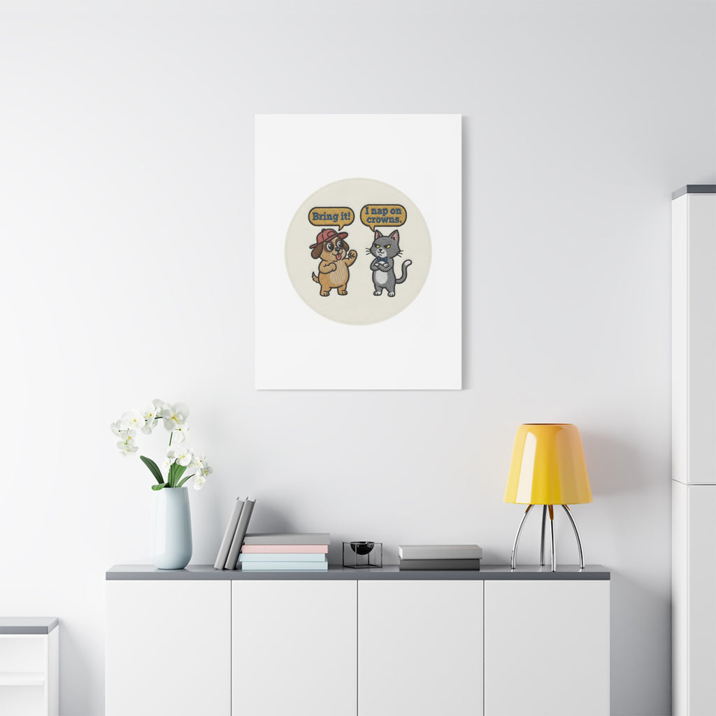 Funny Cat vs Dog Canvas | Pet Rivalry Wall Art