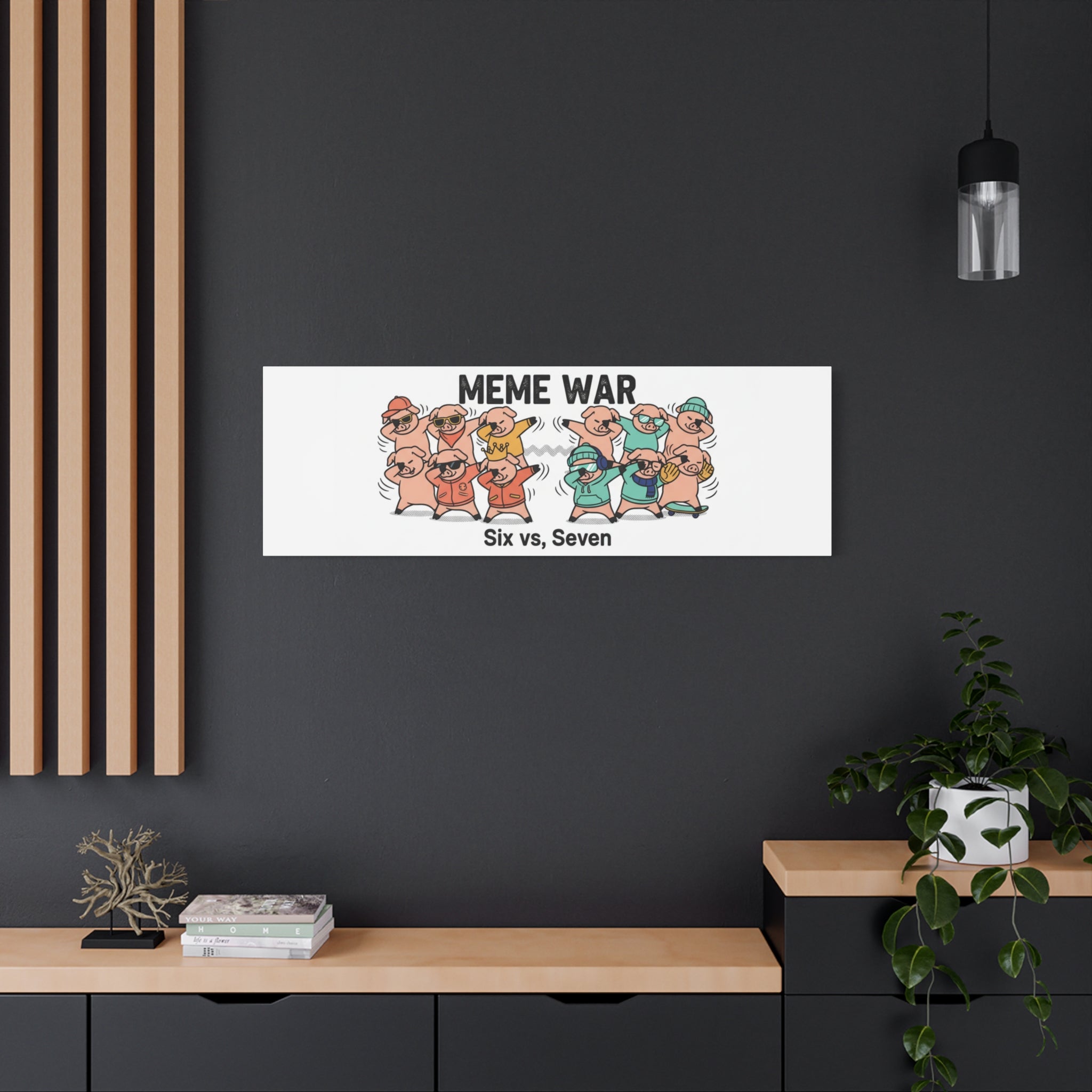 Meme War: Six vs. Seven Canvas Wall Art