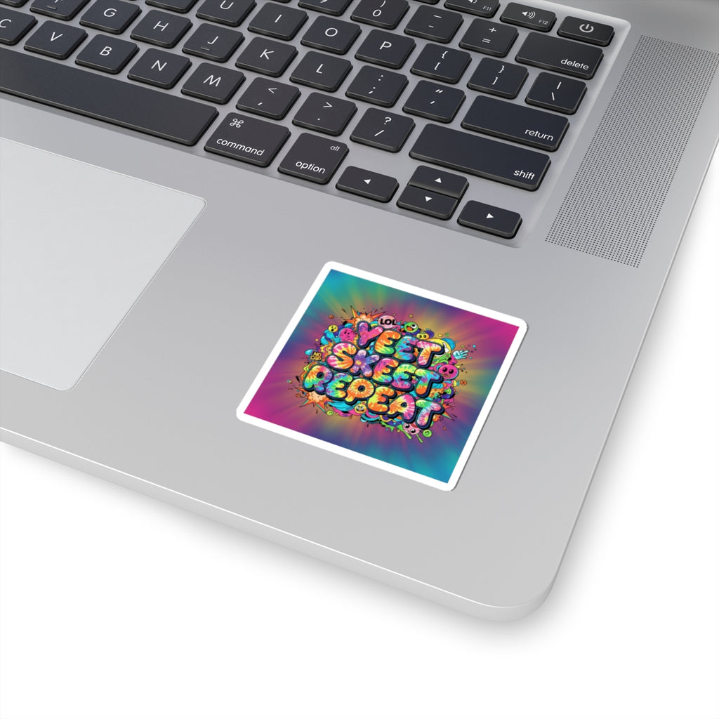 Yeet Skeet Repeat Kiss-Cut Stickers | Slogan & Glitch Graphic