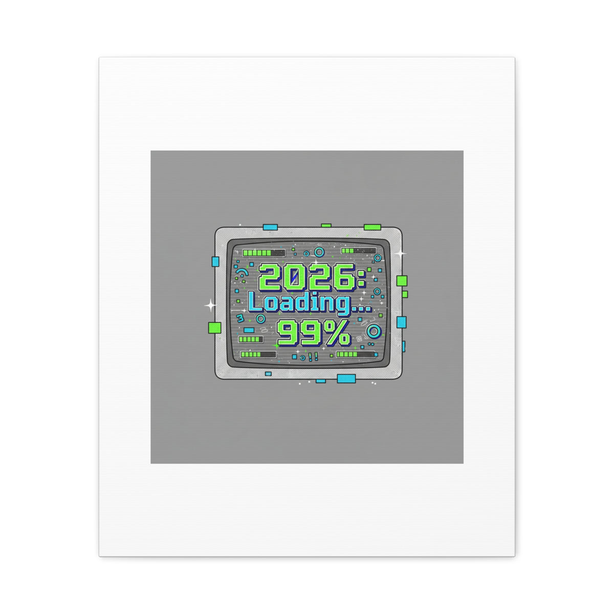 2026 Loading 99% Canvas | NYE countdown, retro system interface