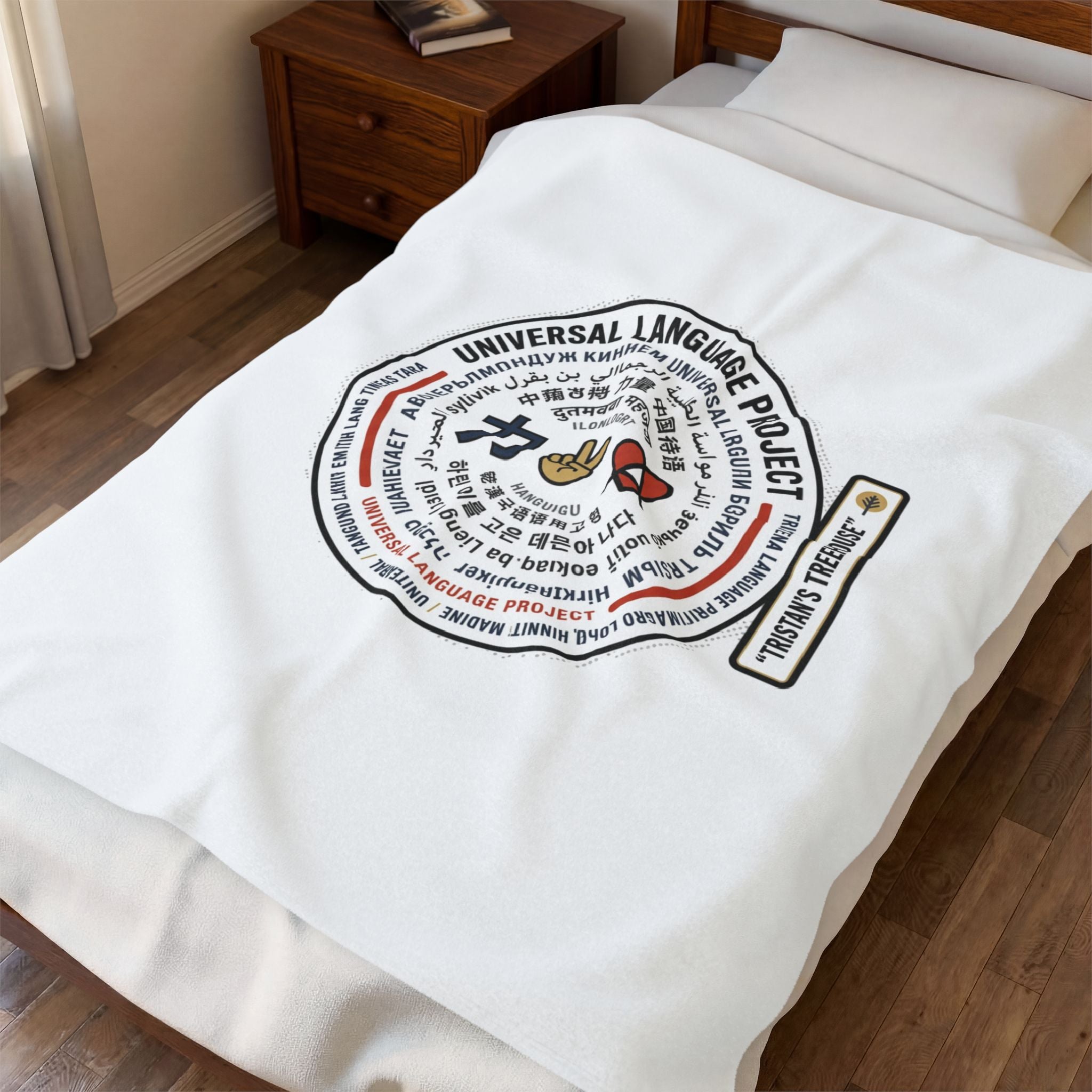 Velveteen Plush Blanket — "Universal [Love/Joy/Peace/Courage/Kindness]" Multi-Script Comfort Throw
