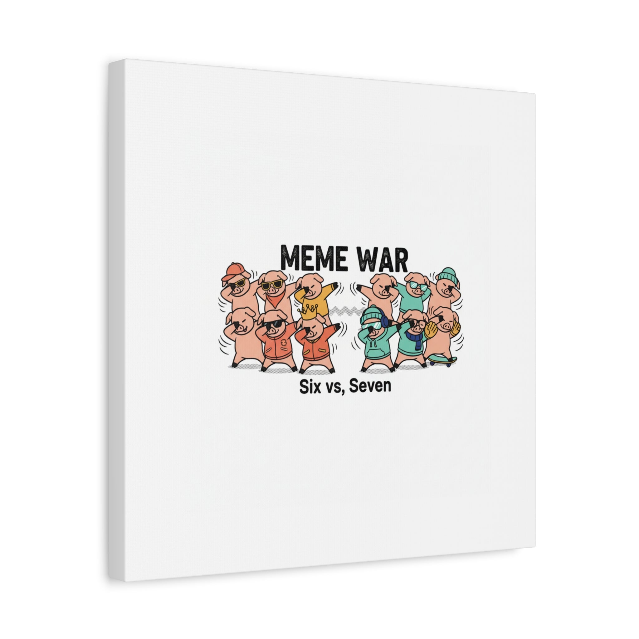 Meme War: Six vs. Seven Canvas Wall Art