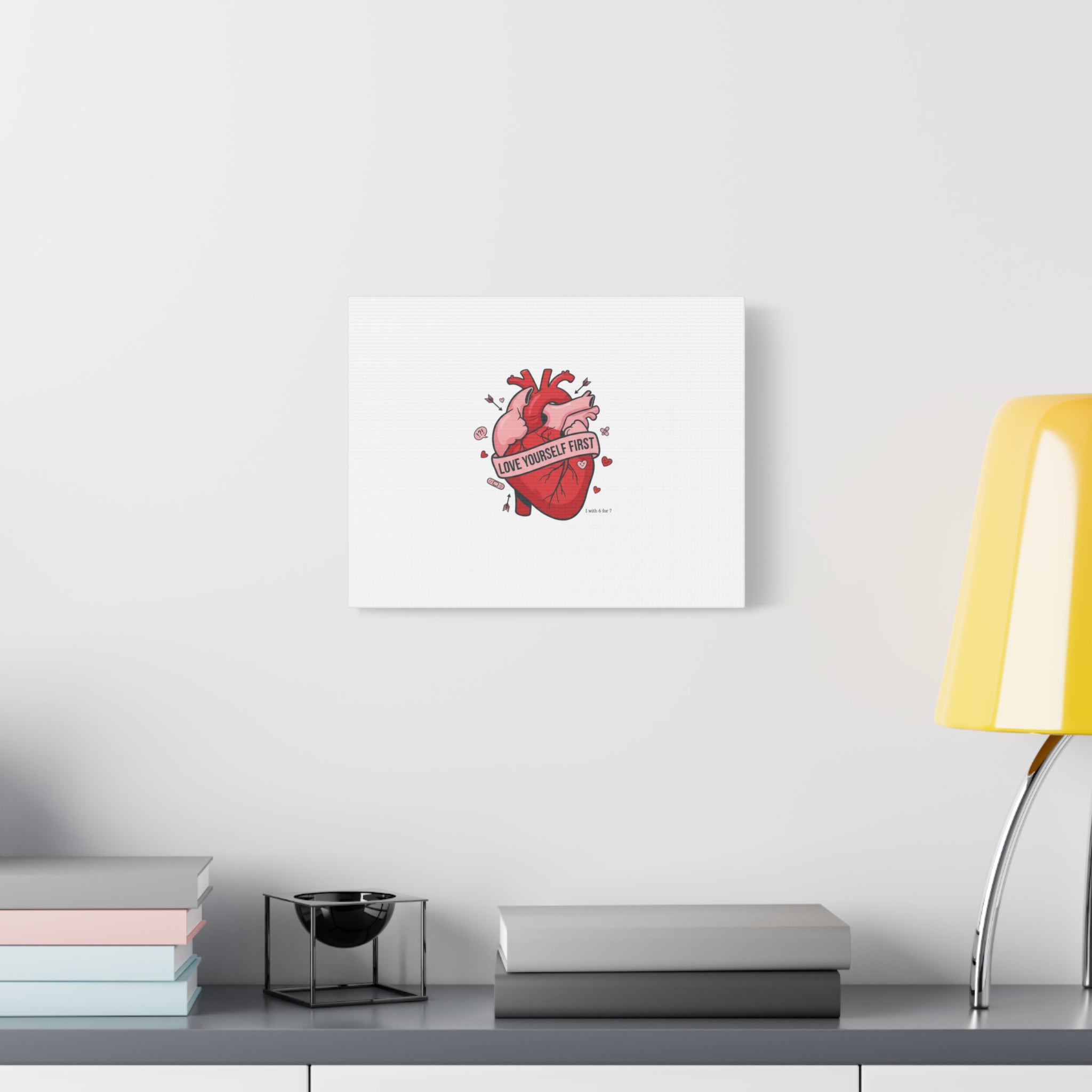 Love Yourself First Canvas, Hearts-with-a-Twist, Anti-Valentine Art