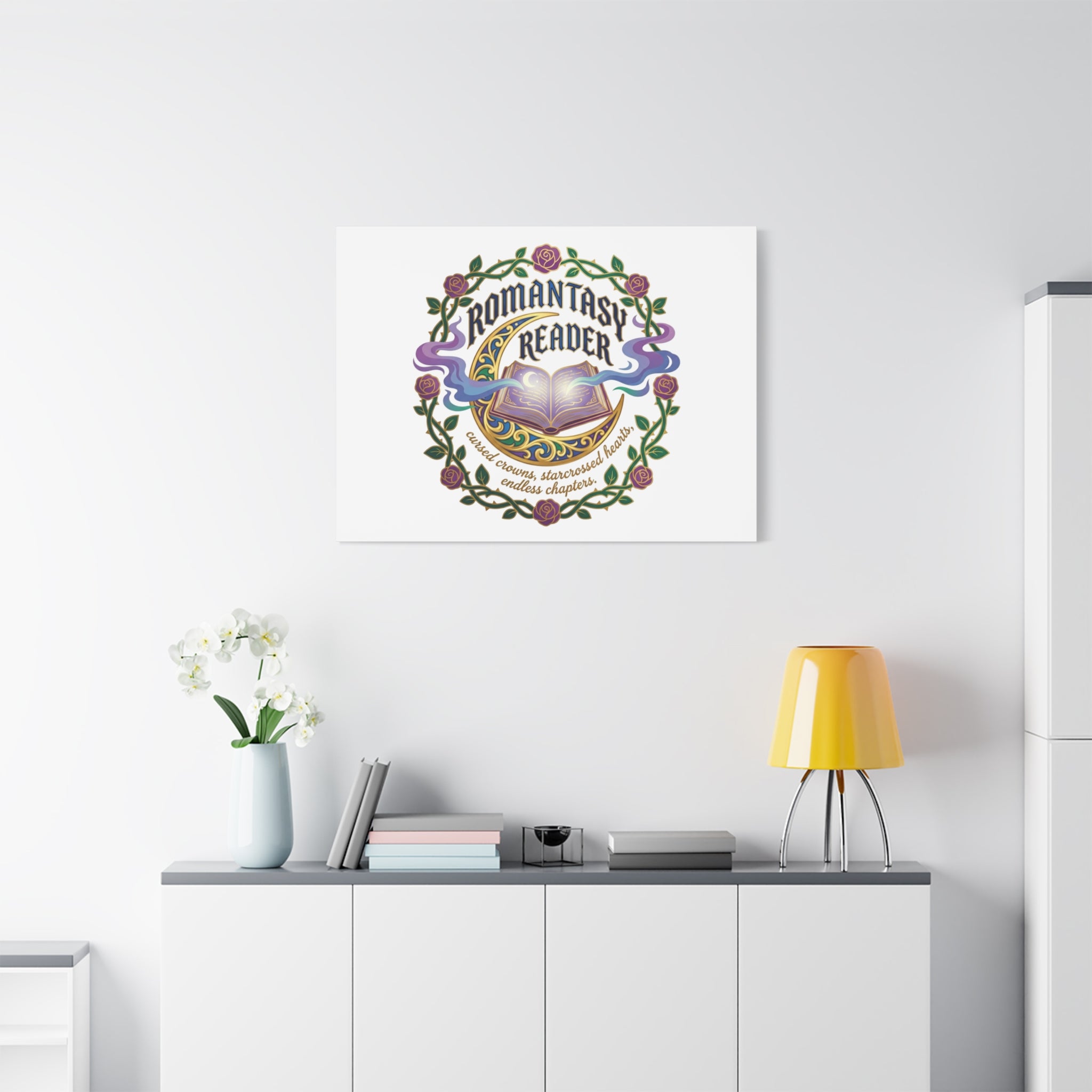 Romantasy Reader Canvas Print | enchanted bookish celestial gothic