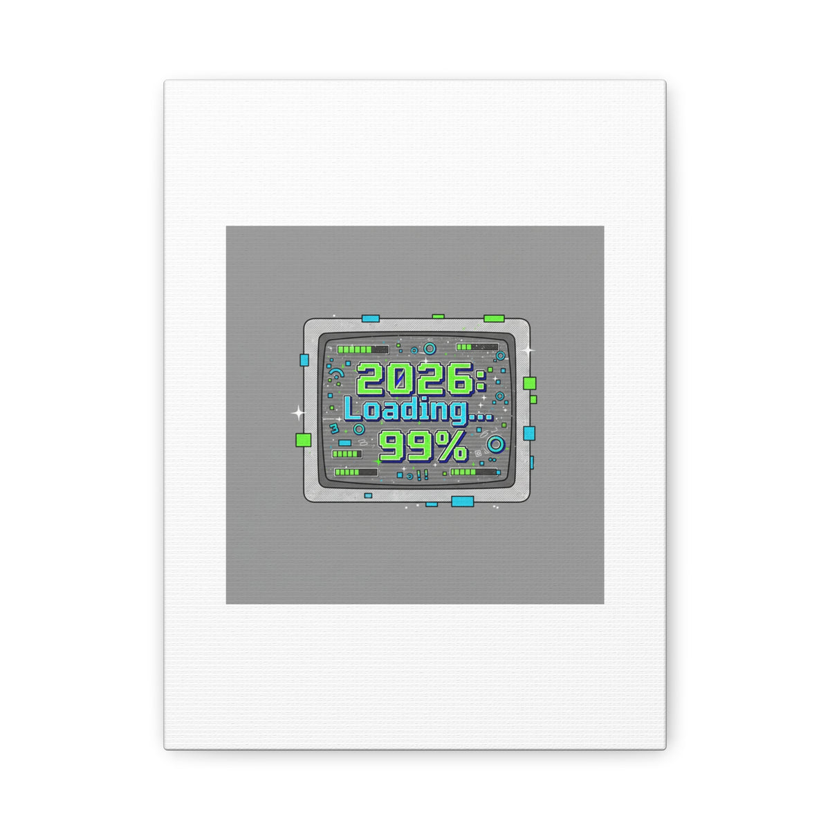 2026 Loading 99% Canvas | NYE countdown, retro system interface