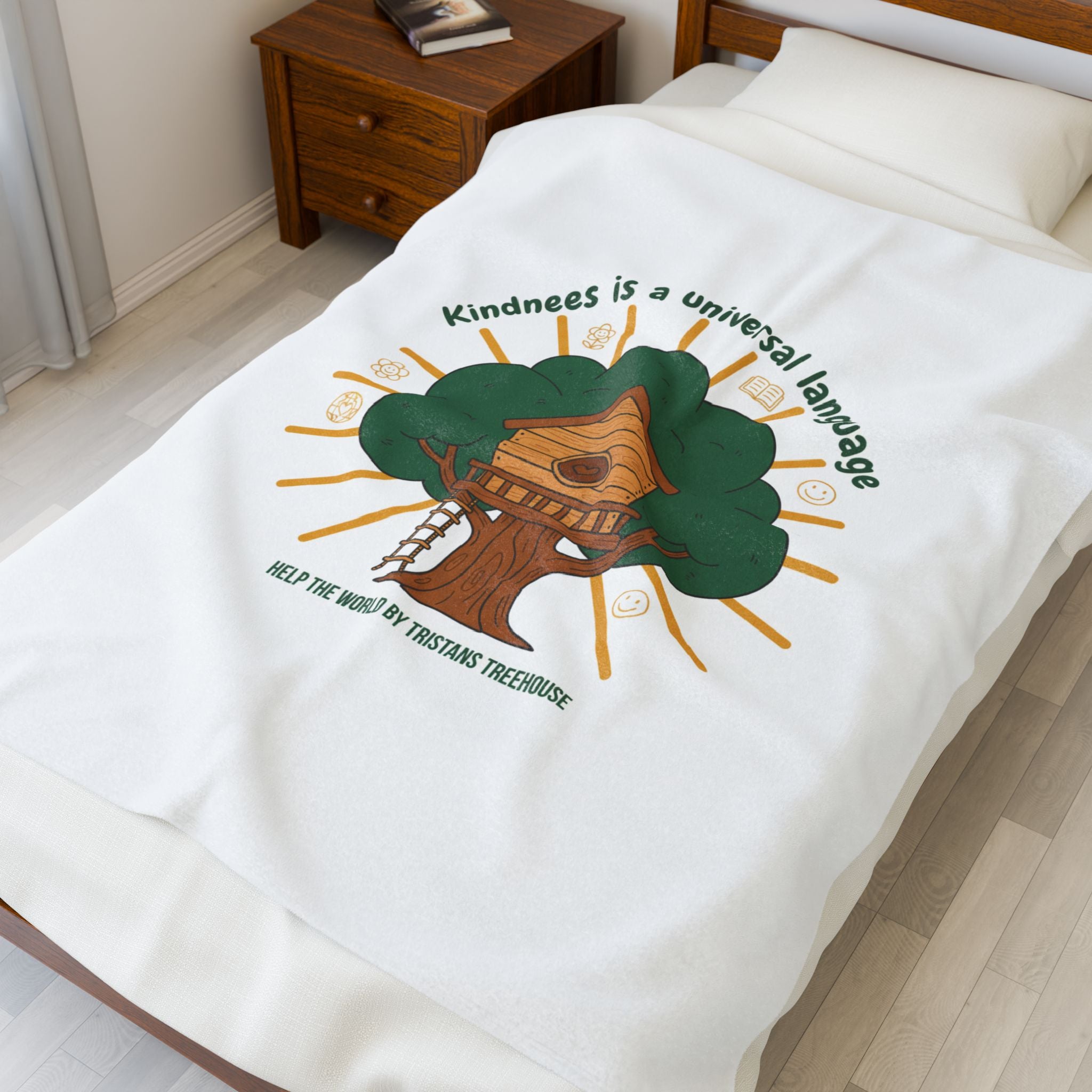 Kindness Is a Universal Language Plush Blanket | eco humor, sustainable living