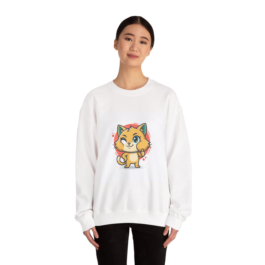Cute Cheeky Kitty Illustration Sweatshirt | Rodent-Core Cute-Meets-Subversive
