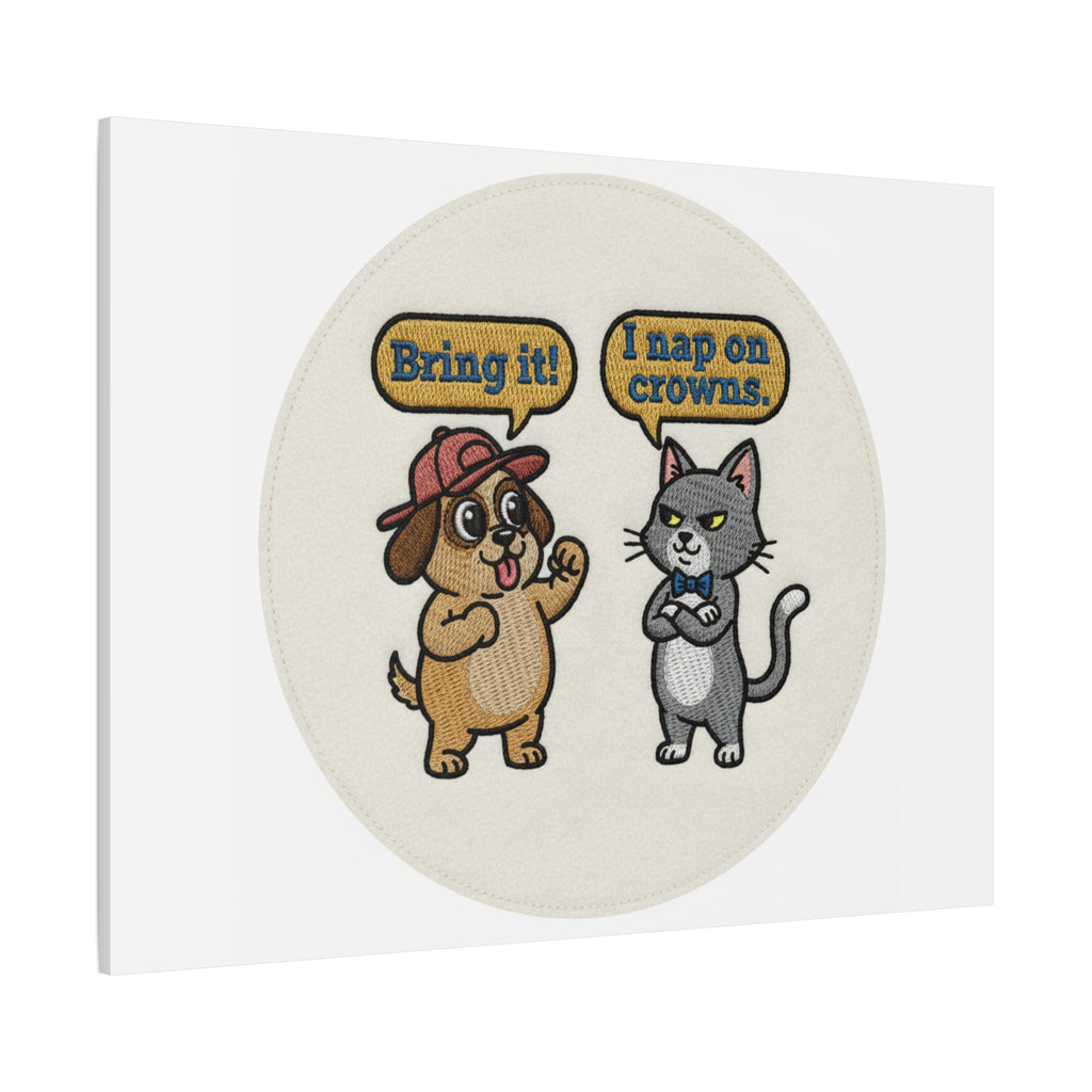 Funny Cat vs Dog Canvas | Pet Rivalry Wall Art