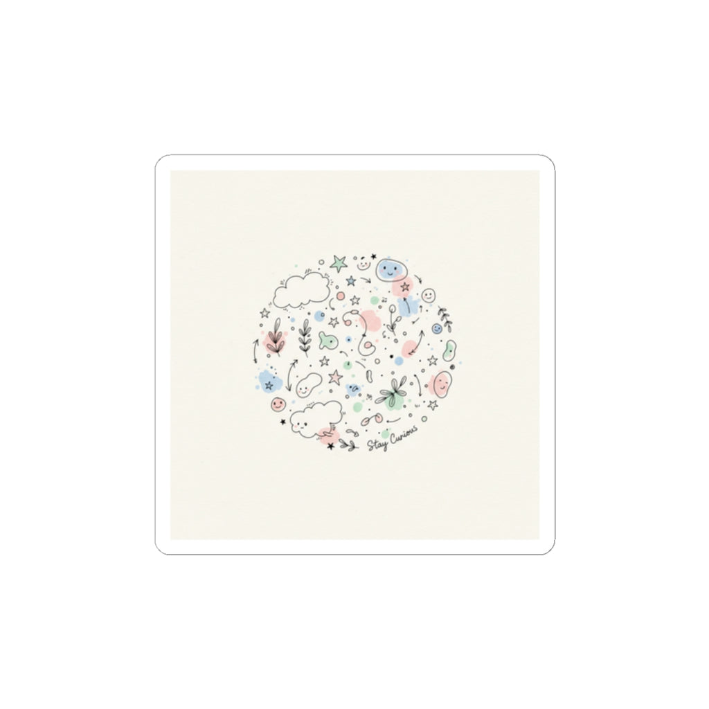 Hand-Drawn Doodle Circle Sticker | Minimal Line Sketch, Pastel Accents