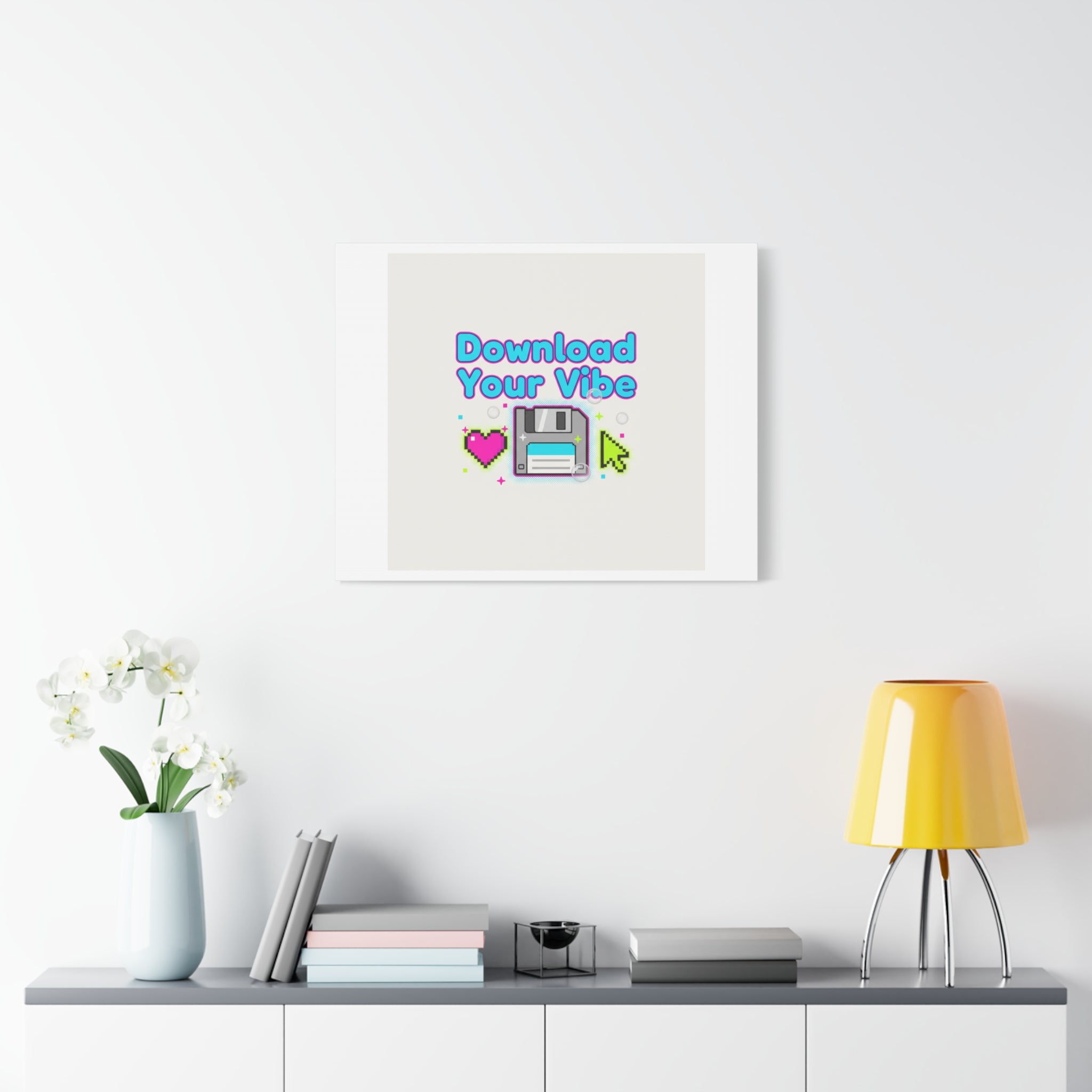 Download Your Vibe Canvas | Y2K Retro Tech, Pixel Floppy Disk Poster