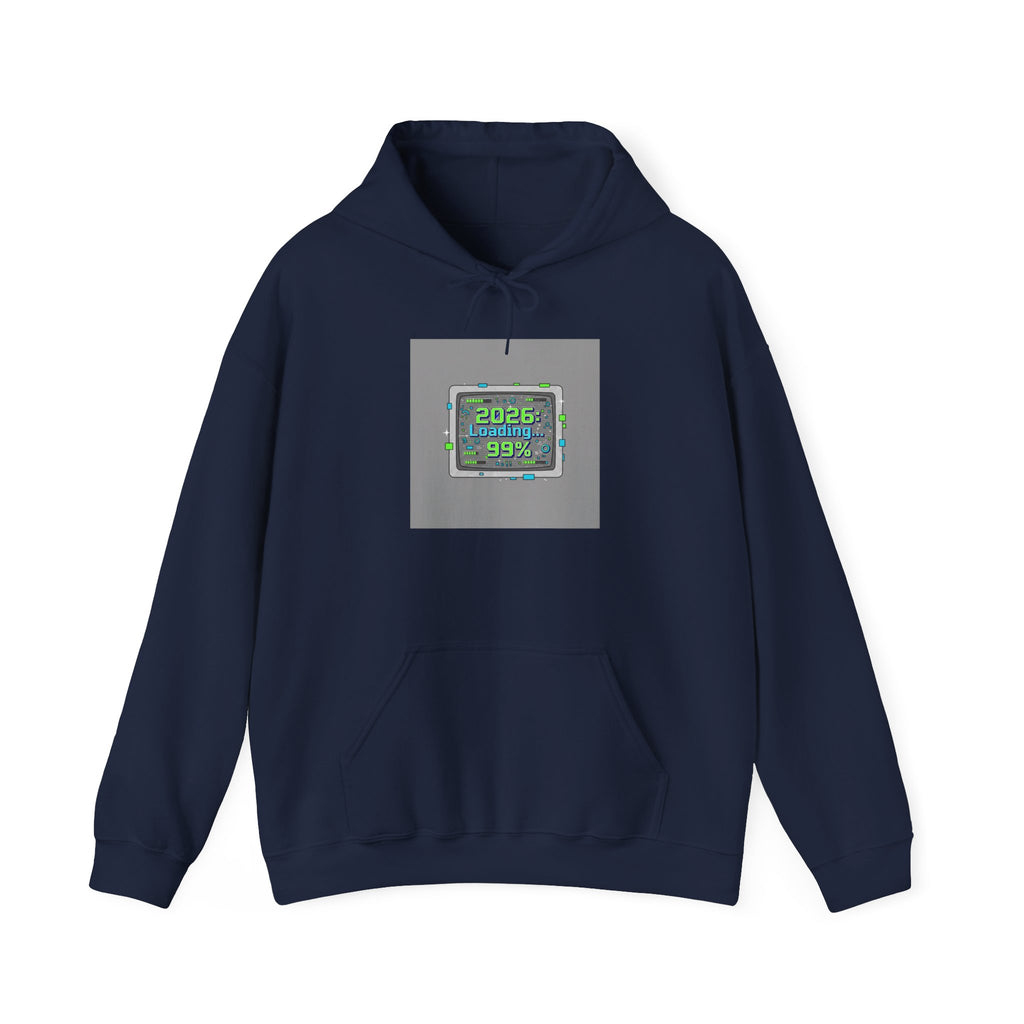 2026 Loading 99% Hoodie | NYE countdown graphic, retro system UI