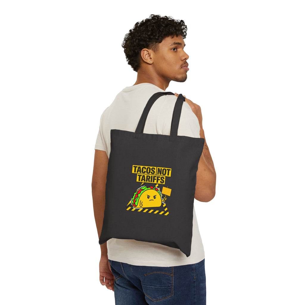 Tacos Not Tariffs Tote | political taco pun, protest typography