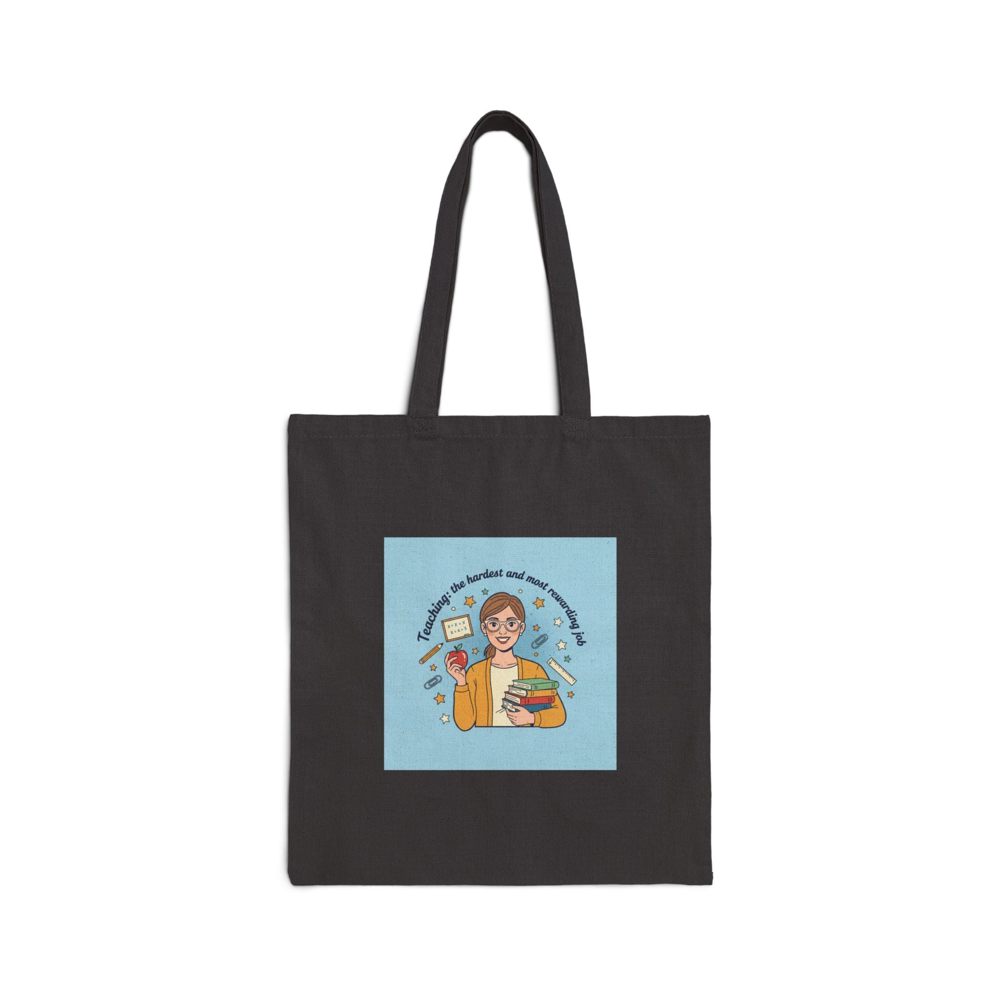 Teacher Life Illustration Tote | Classroom Pride, School Humor Cotton Canvas