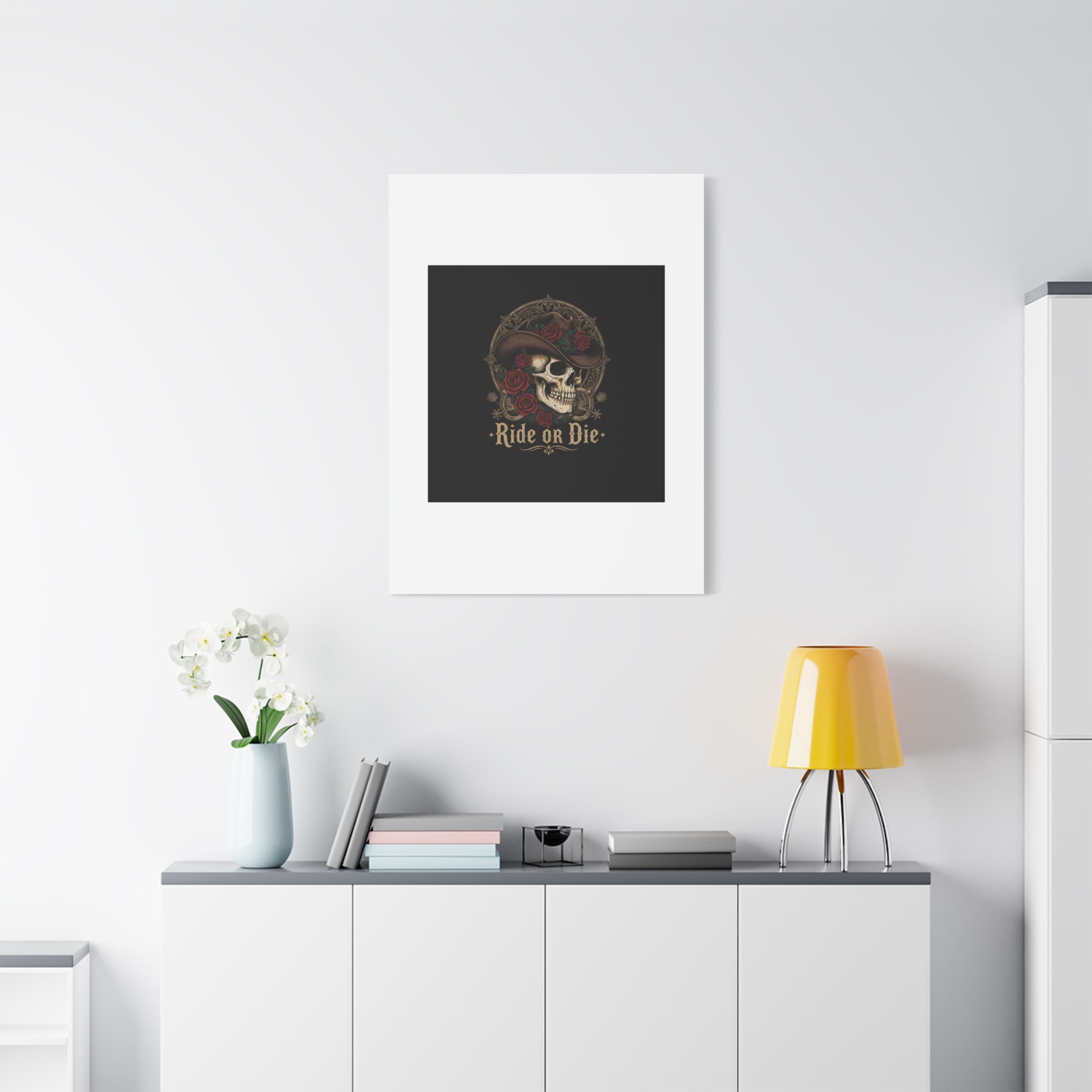 Ride or Die Skull Canvas | Western Skull Art, Gothic Americana