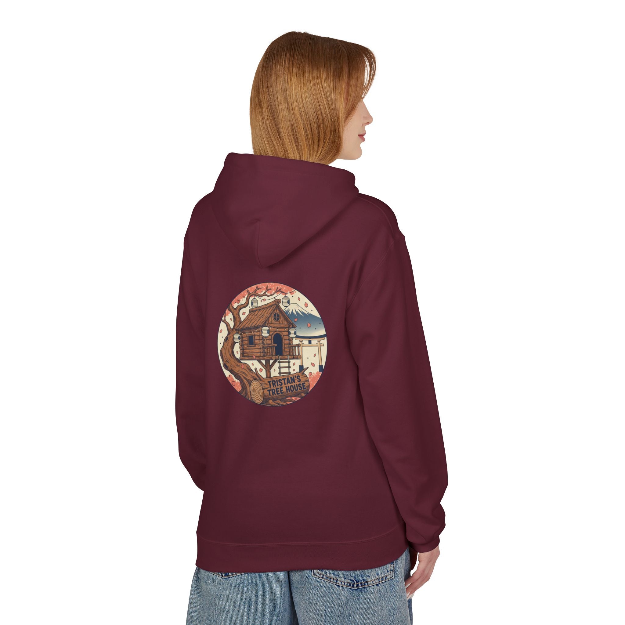 Hoodie — “Love is a Universal Language” Cozy Retro Cabin Graphic Hoodie
