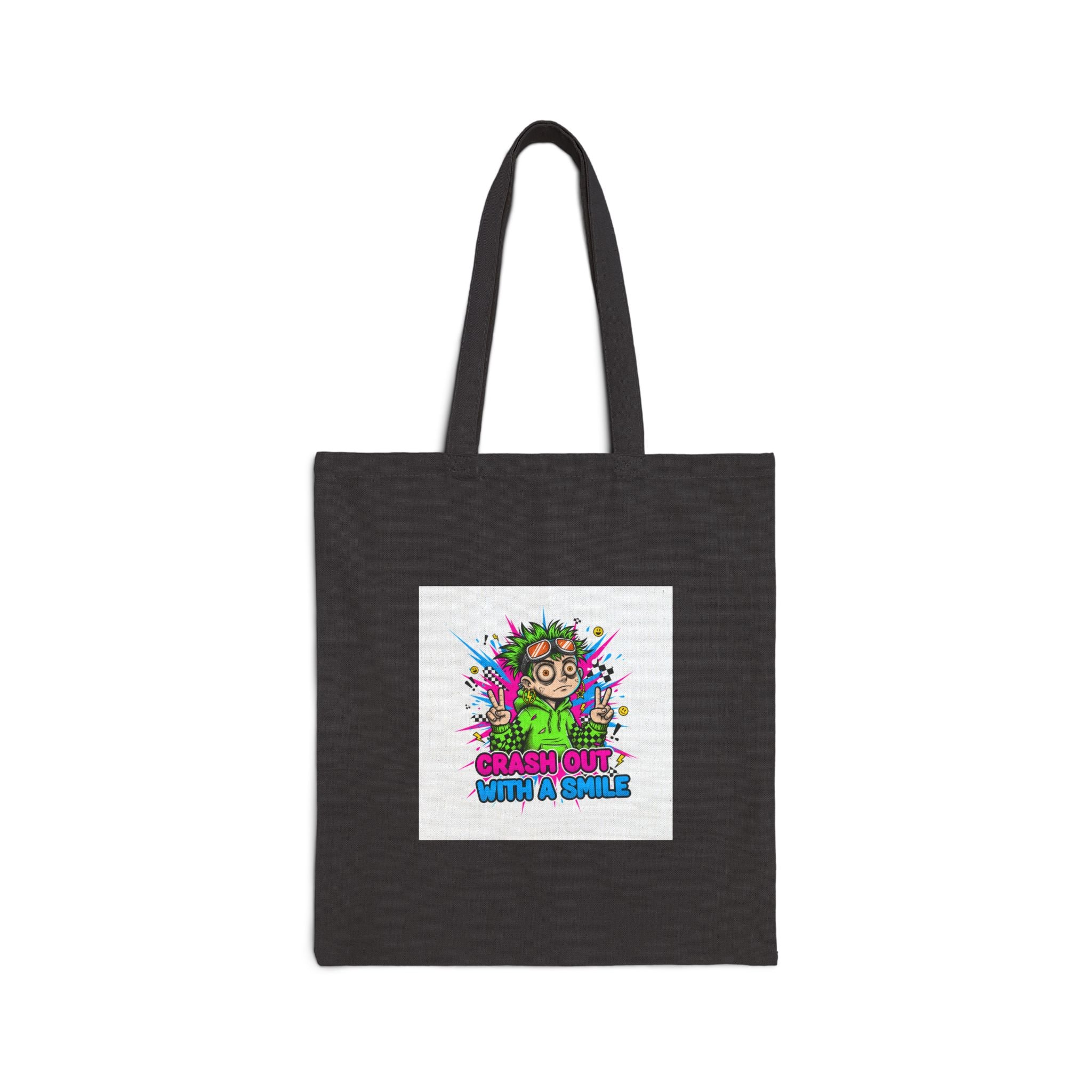 Crash Out Warning Tote | neon graffiti meltdown, skate streetwear