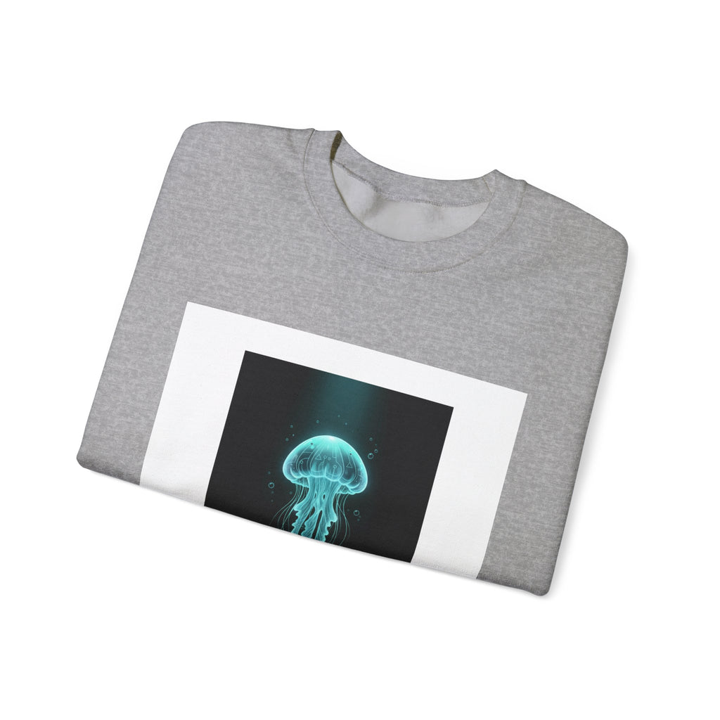 Bioluminescent Jellyfish Crewneck Sweatshirt | neon jelly print, deep-sea aesthetic