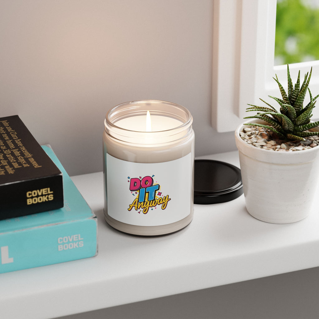 Do It Anyway Typography Candle, Maximalist Stacked Type, Scented Soy 9oz