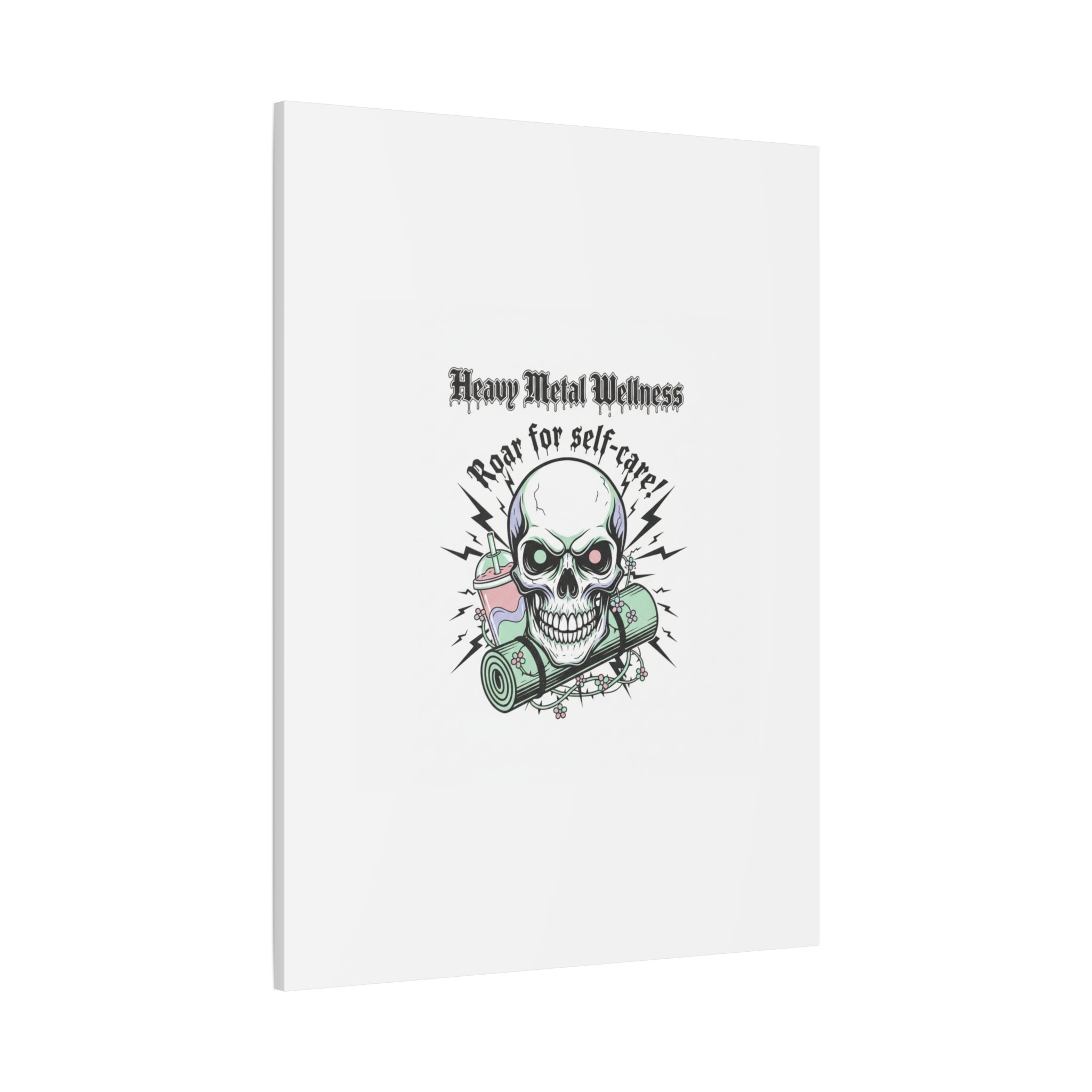 Roar for Self-Care Skull Canvas | heavy metal wellness, gothic wellness quote