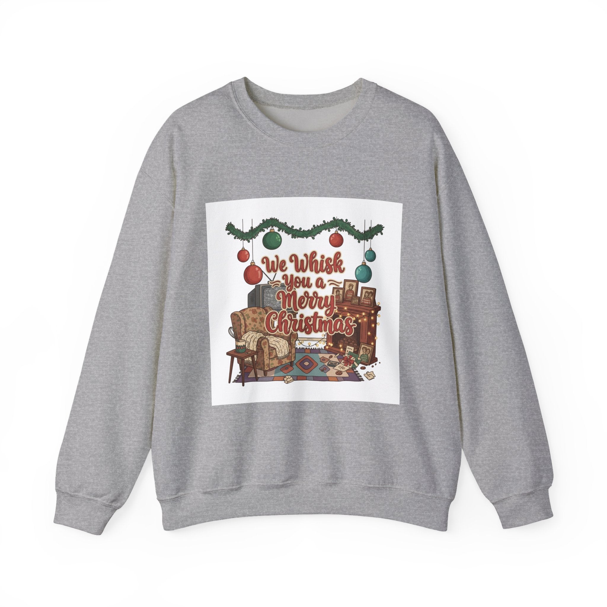 Vintage Holiday Print Crewneck Sweatshirt | Retro Christmas Decor, heirloom ornaments art