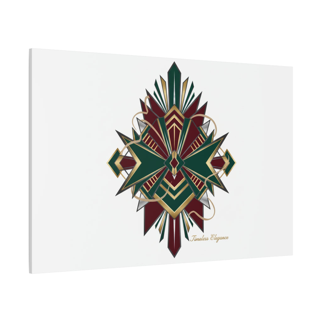 Art Deco geometric brass print Canvas | Neo-Deco chrome & gold fan motif