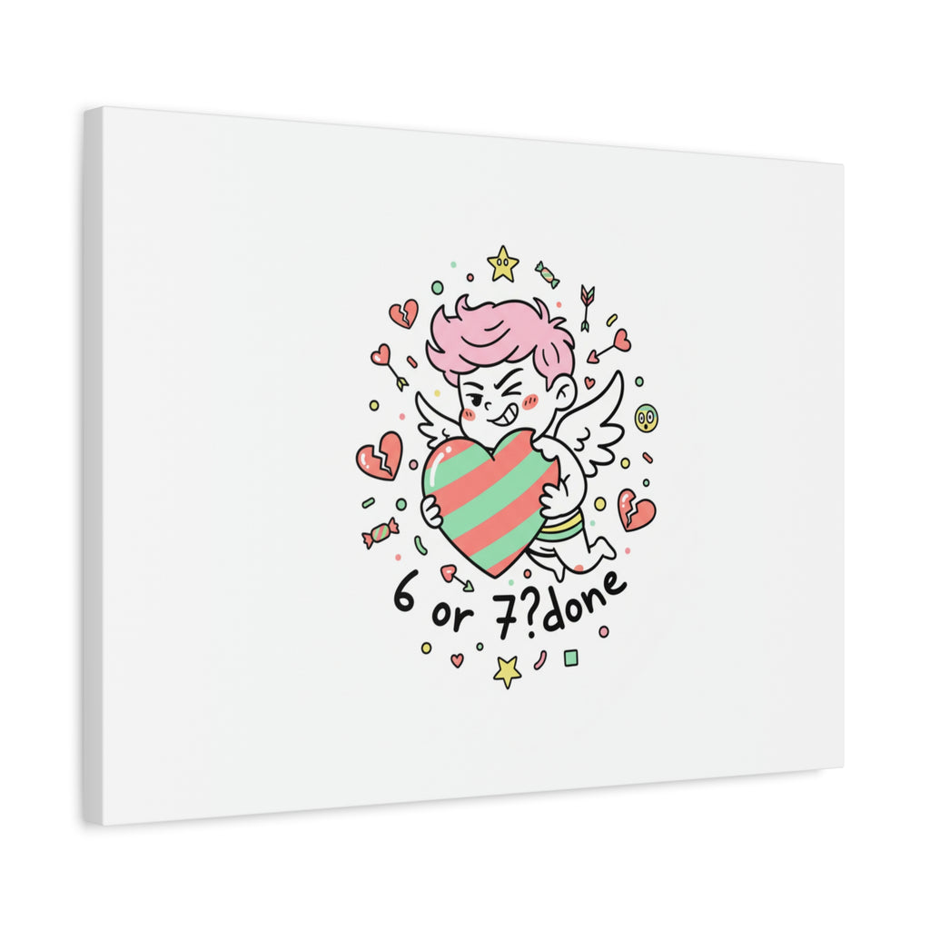 Weird Cupid heart illustration Canvas | Weird Valentine, quirky chaotic love