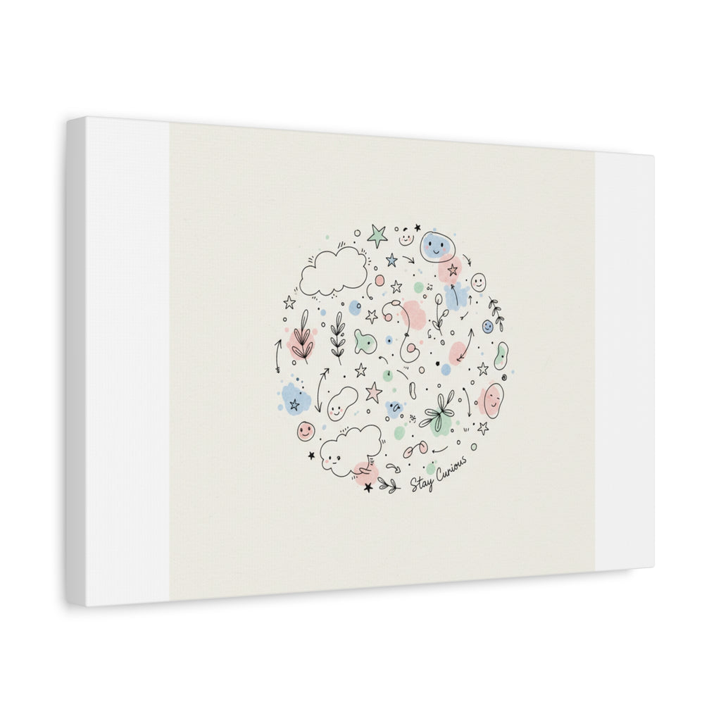 Doodle Circle Line Drawing Matte Canvas, Hand-Drawn Sketch Art