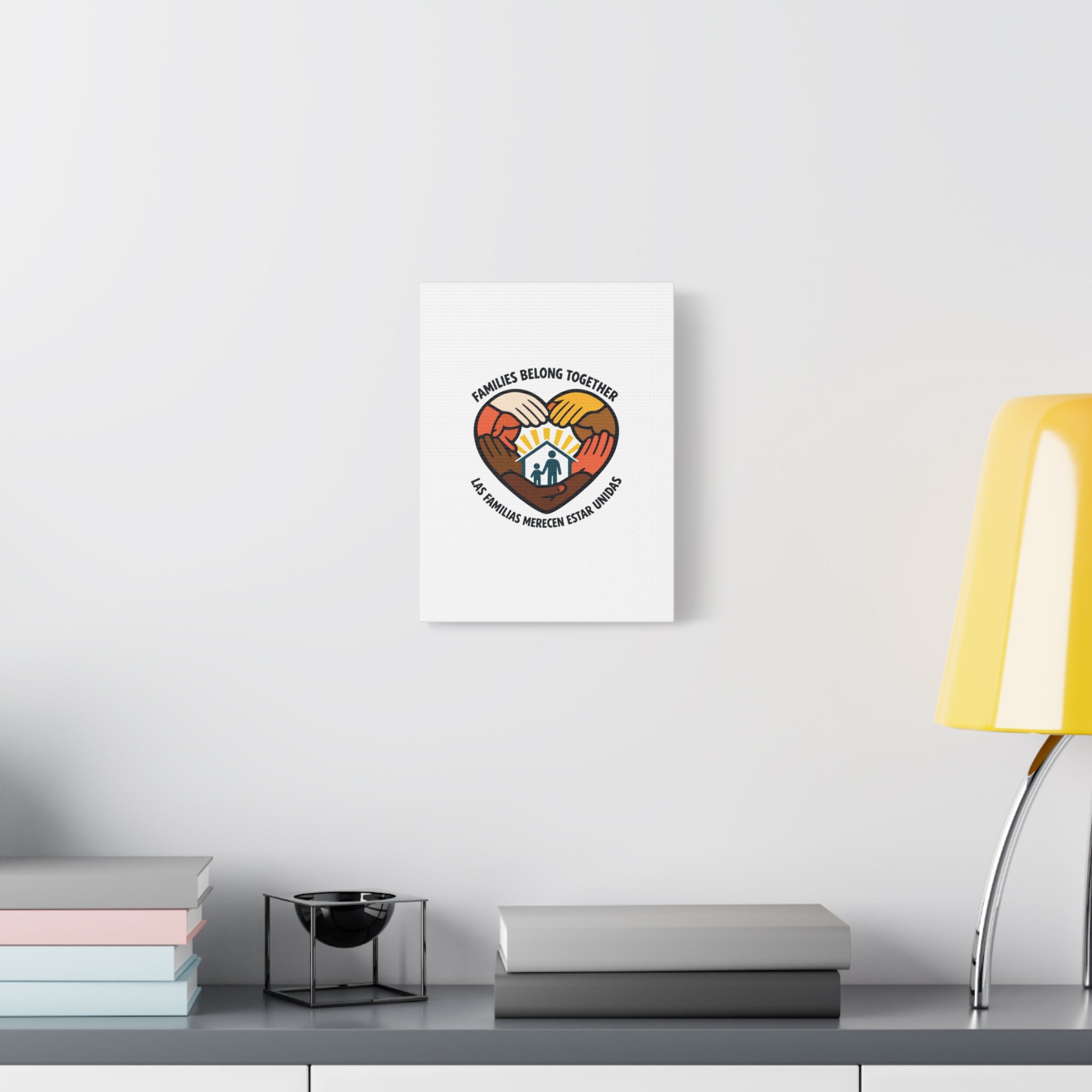 Families Belong Together Canvas, family unity solidarity, bilingual inclusive decor