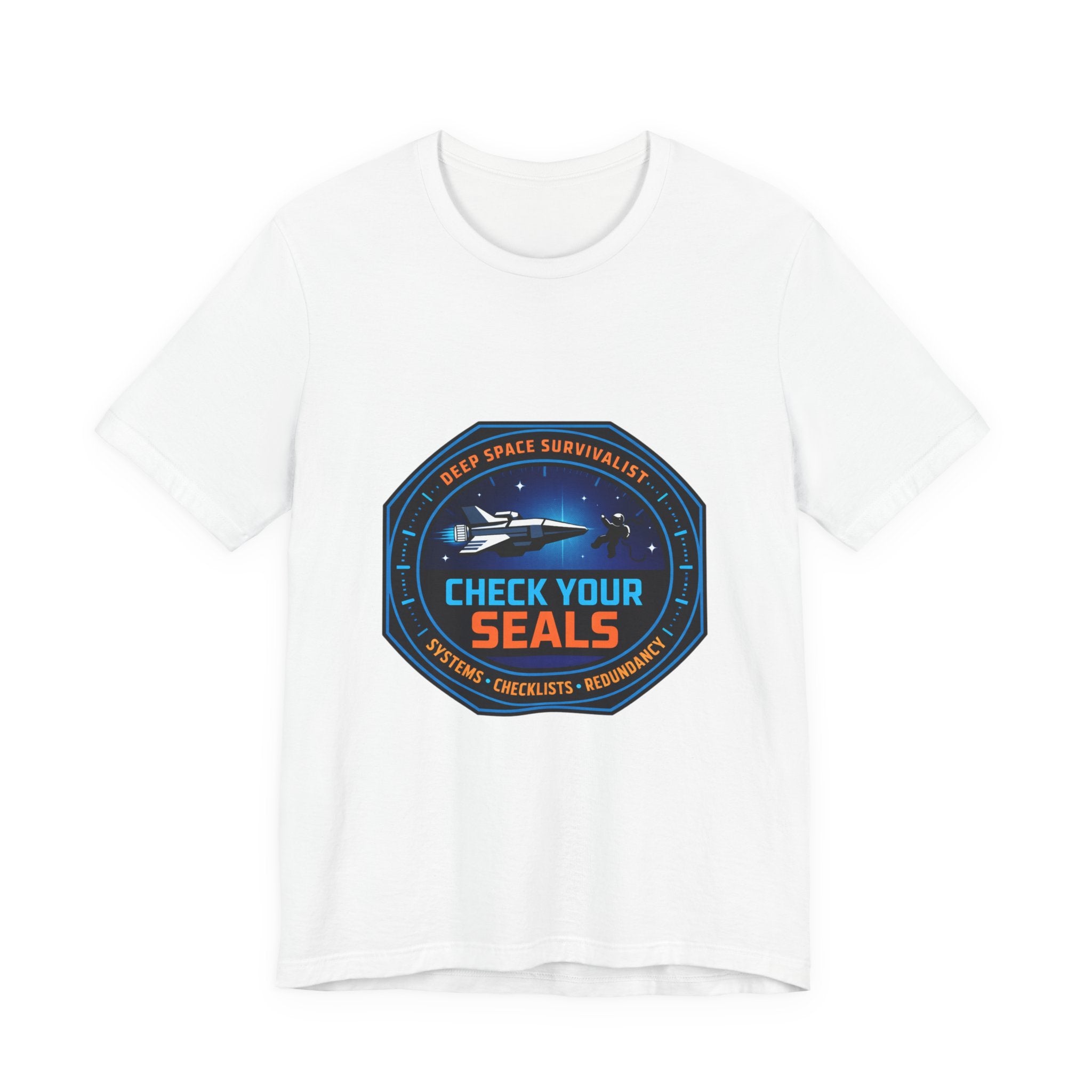 Check Your Seals Mission Patch T-Shirt | hard sci‑fi, space survival