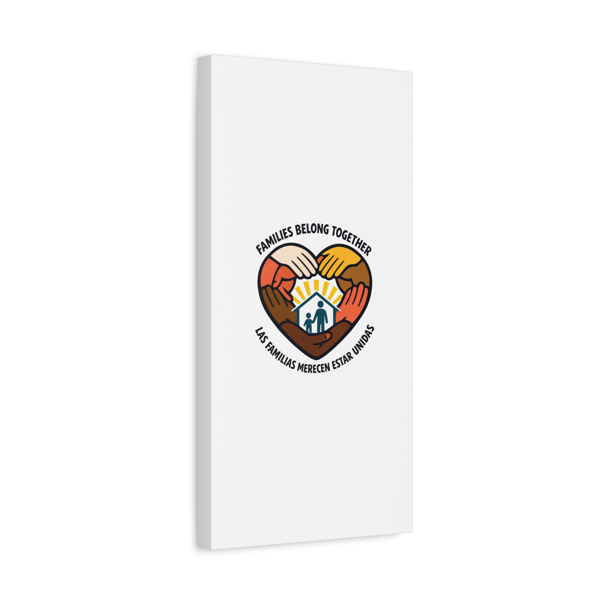 Families Belong Together Canvas, family unity solidarity, bilingual inclusive decor