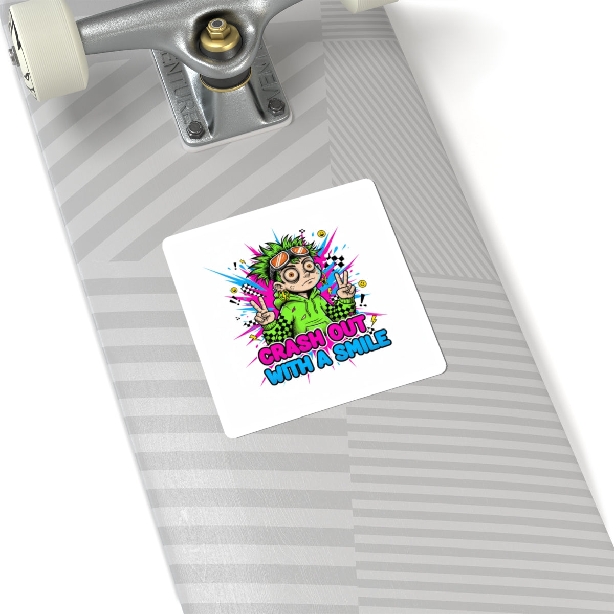 Crash Out With A Smile Sticker | neon meltdown, crash out sticker
