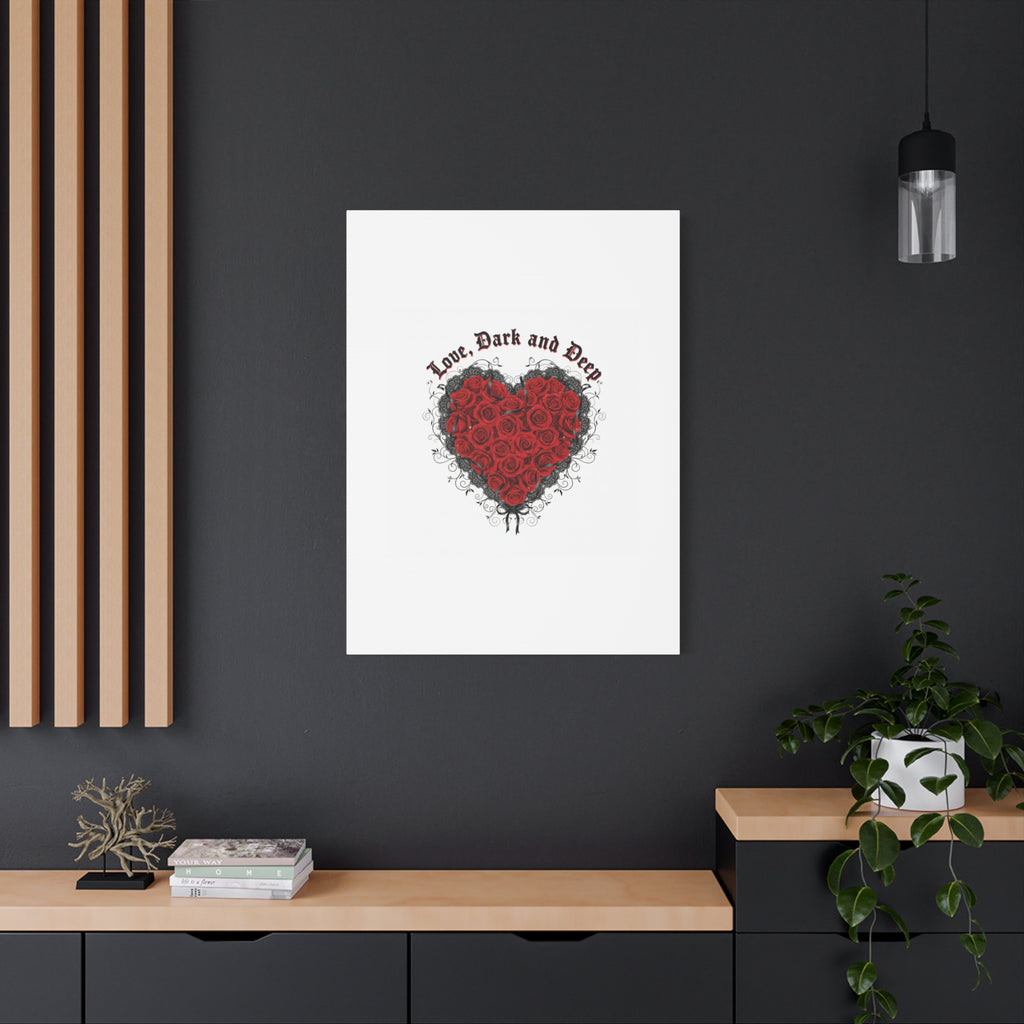 Love Dark and Deep Heart Canvas, Nu Romantic Gothic Romance, 80s Nostalgia
