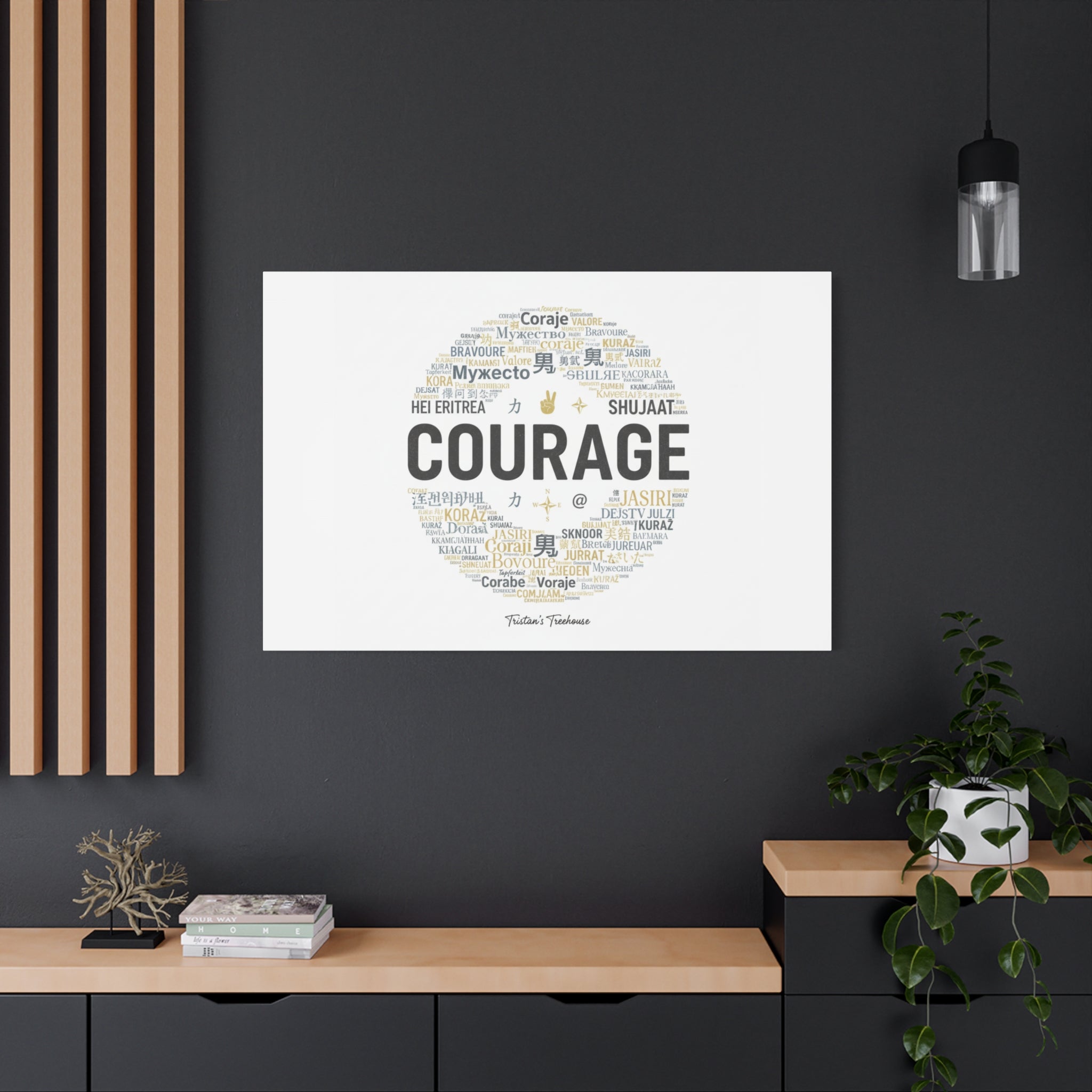 Courage Word Cloud Canvas | Fresh-Start Minimalism art print