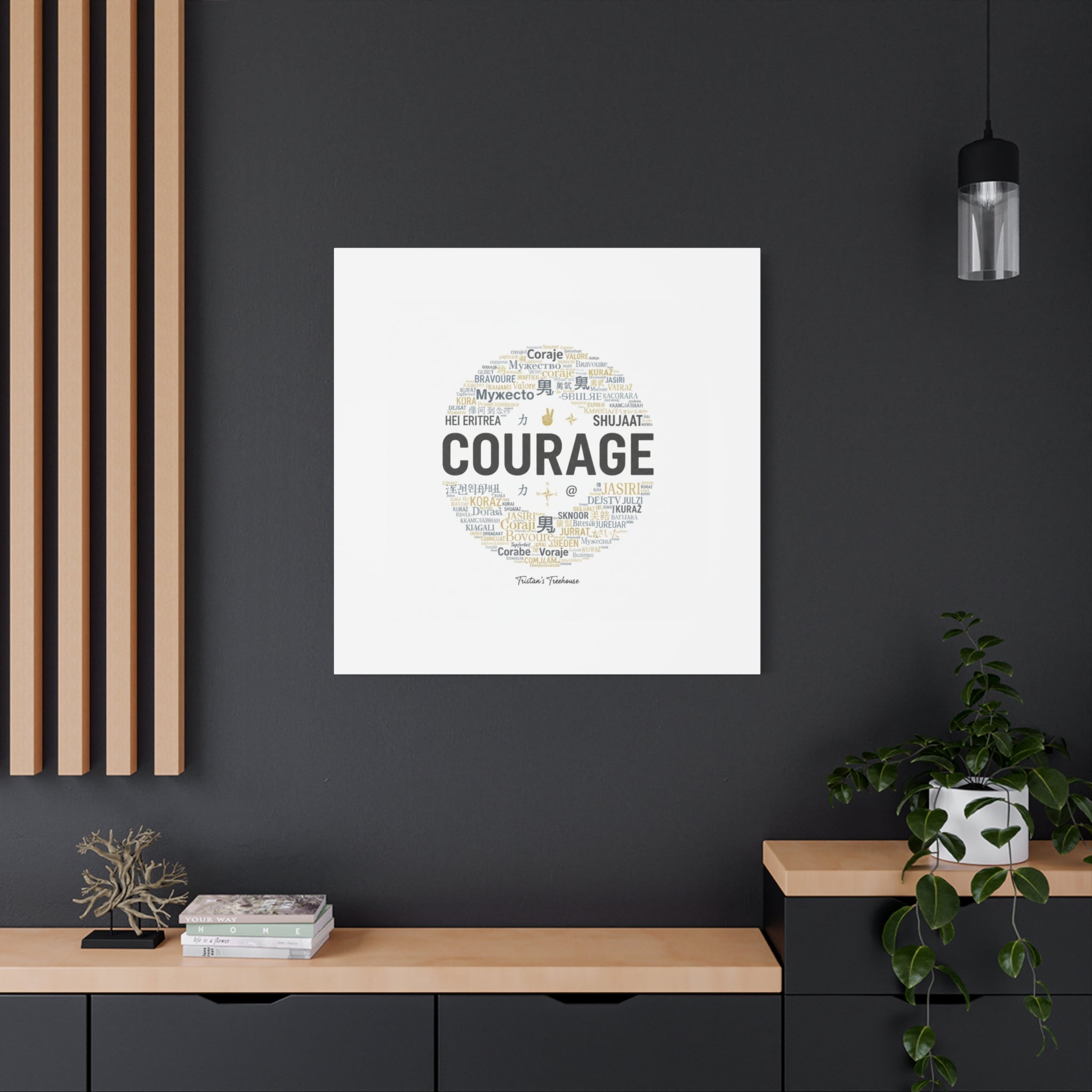 Courage Word Cloud Canvas | Fresh-Start Minimalism art print