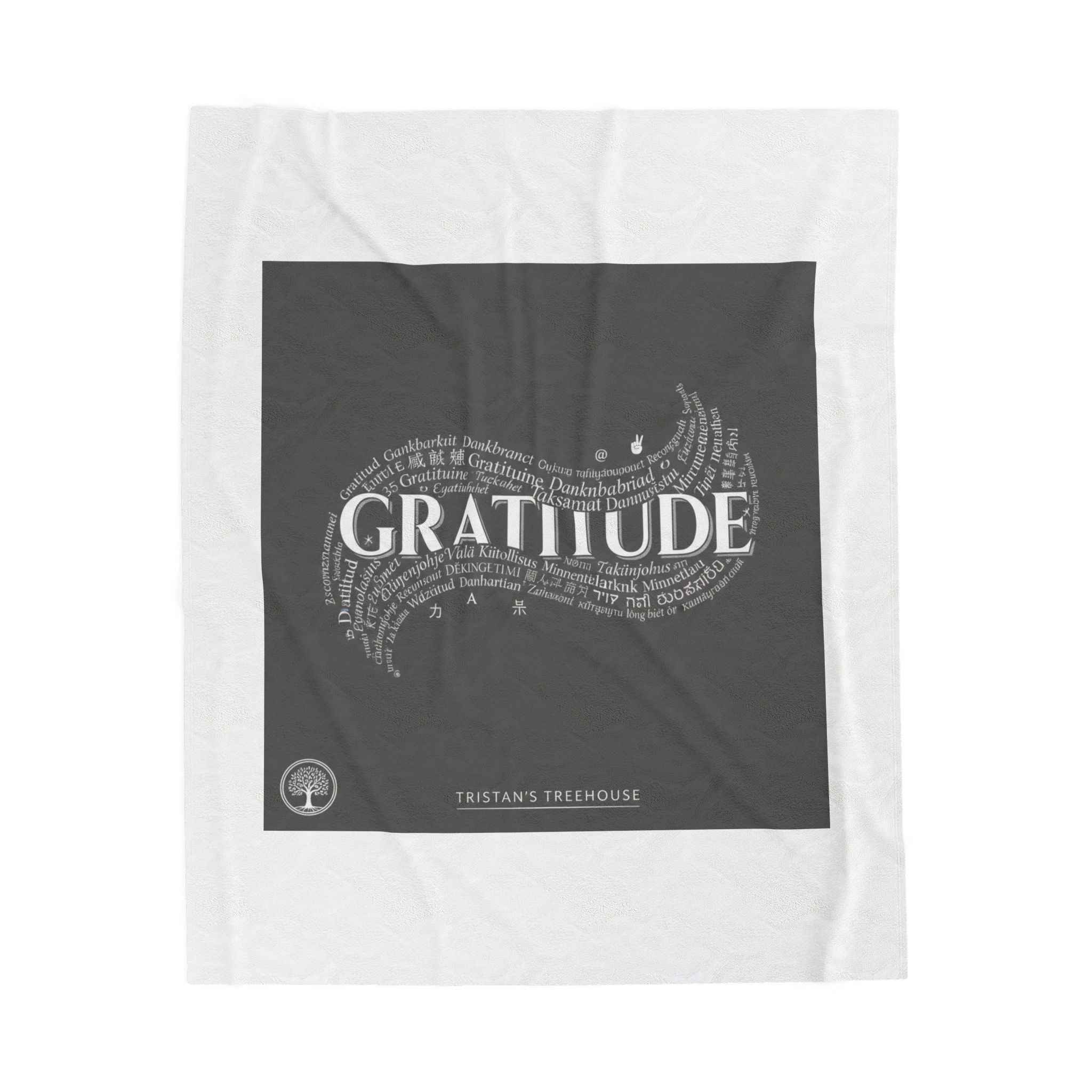 Gratitude Typography Velveteen Plush Blanket | pastel tiny treats, cozy micro-indulgence