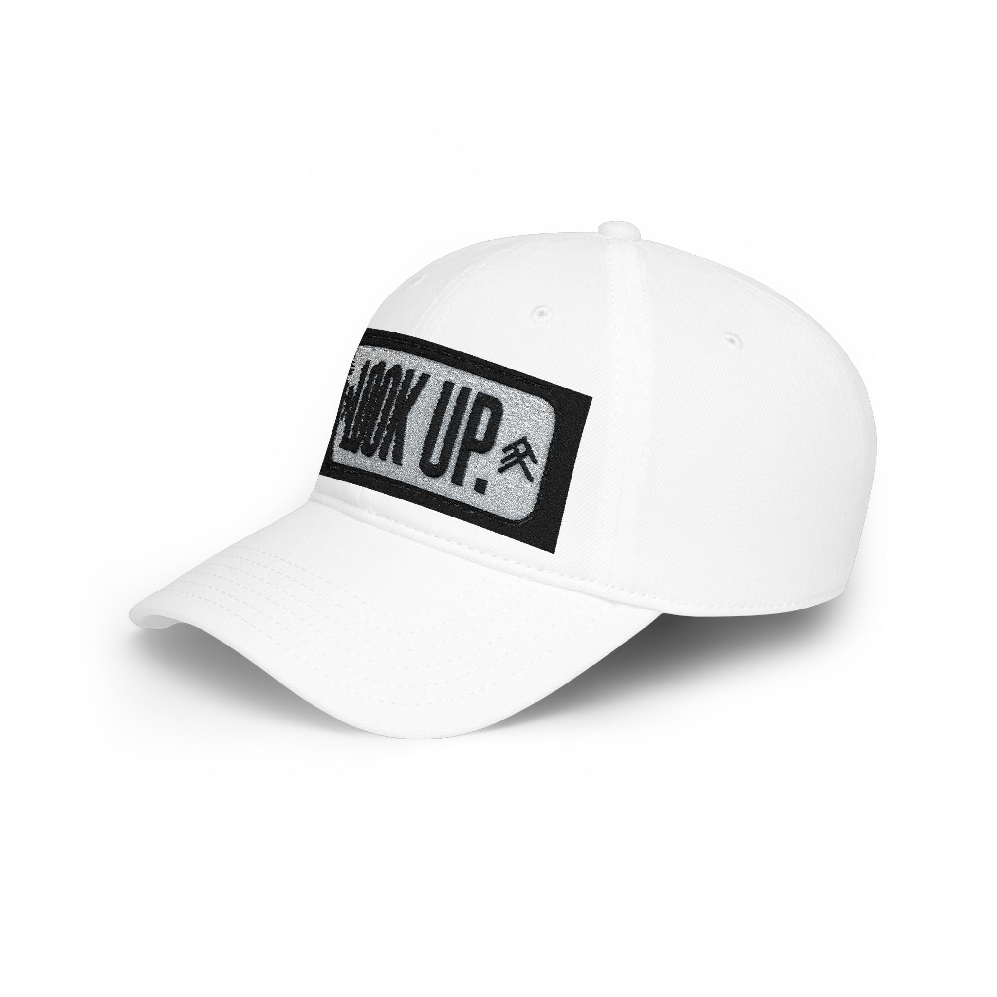 LOOK UP Patch Baseball Cap — Motivational Low-Profile Red Hat