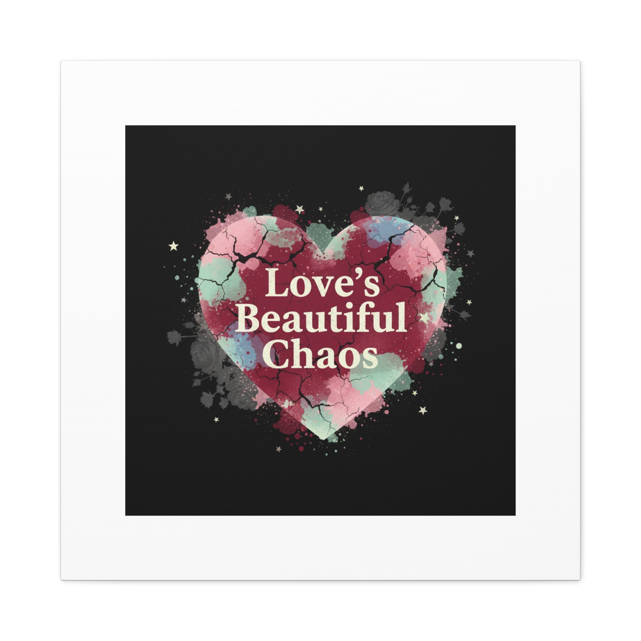 Love's Beautiful Chaos Canvas Print | Soft Grunge Hearts, Distressed Heart Art