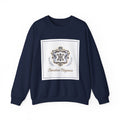 Ornate Pin Emblem Crewneck Sweatshirt | brooch graphic, baroque print