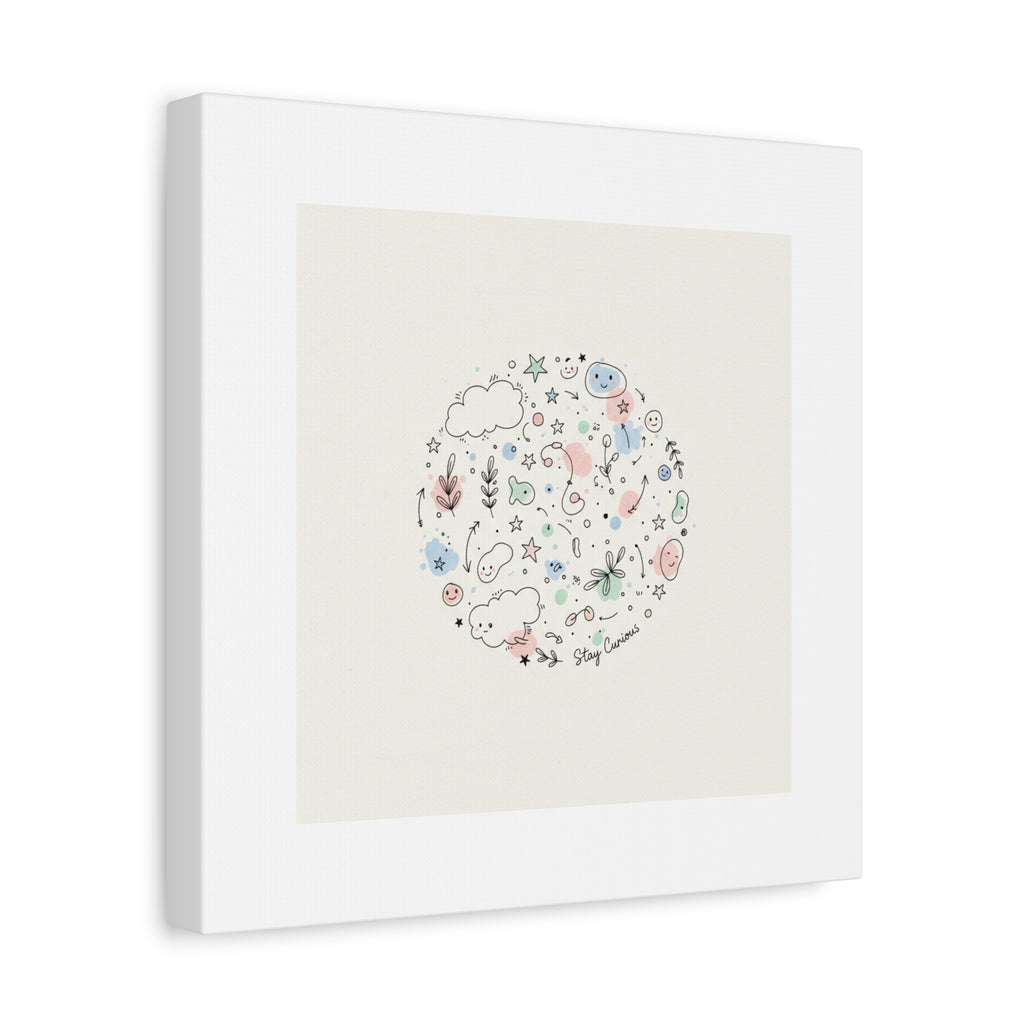 Doodle Circle Line Drawing Matte Canvas, Hand-Drawn Sketch Art
