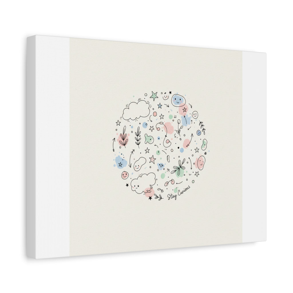 Doodle Circle Line Drawing Matte Canvas, Hand-Drawn Sketch Art