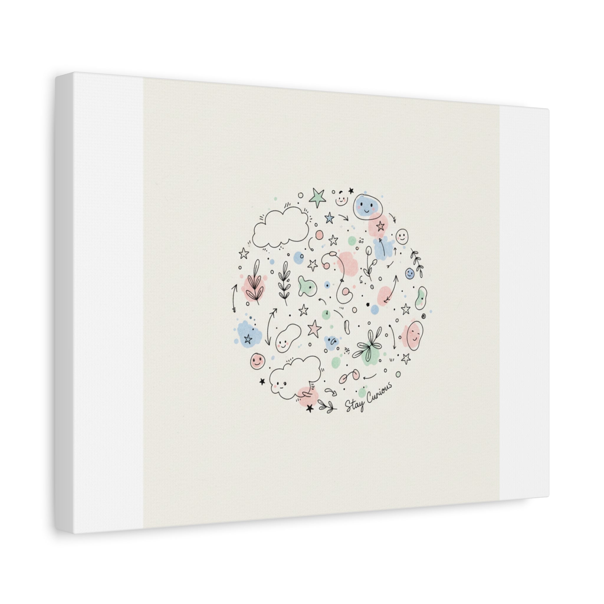 Doodle Circle Line Drawing Matte Canvas, Hand-Drawn Sketch Art