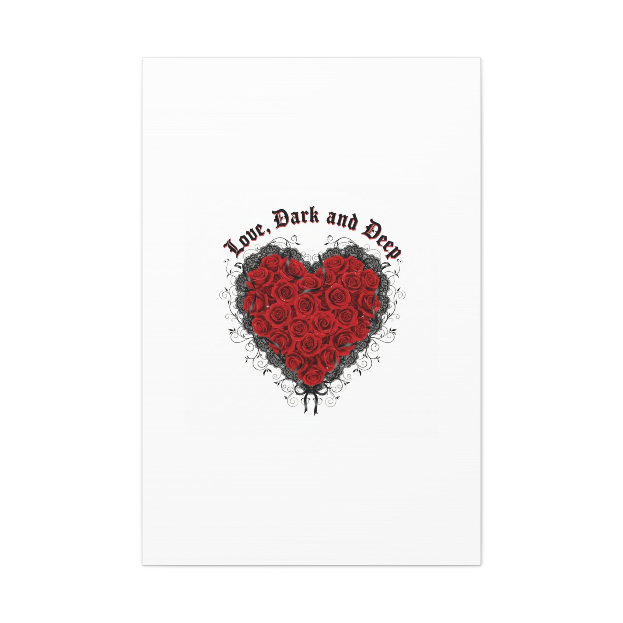 Love Dark and Deep Heart Canvas, Nu Romantic Gothic Romance, 80s Nostalgia