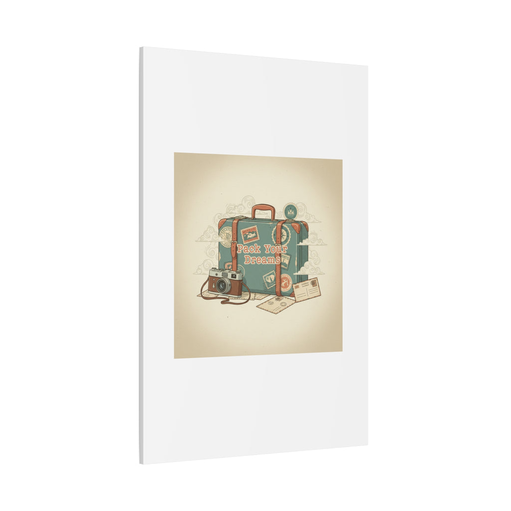 Pack Your Dreams Canvas | Retro Travel Postcard, Wanderlust Passport Stamp Art