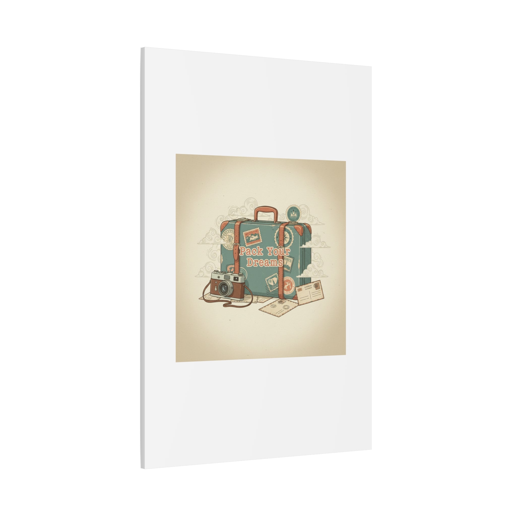 Pack Your Dreams Canvas | Retro Travel Postcard, Wanderlust Passport Stamp Art