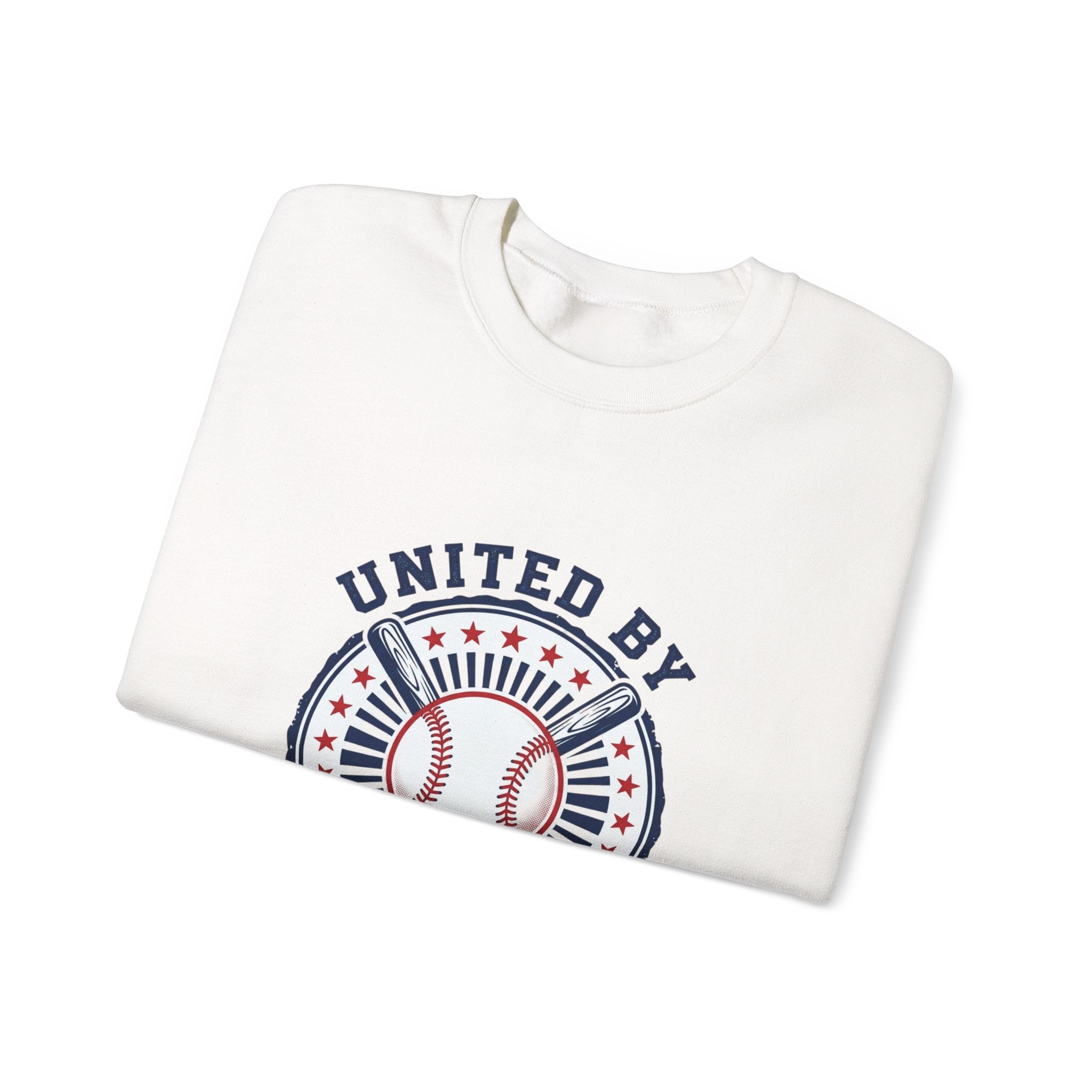 United by Baseball Crewneck Sweatshirt | Patriotic Baseball Graphic, Vintage Red White Blue