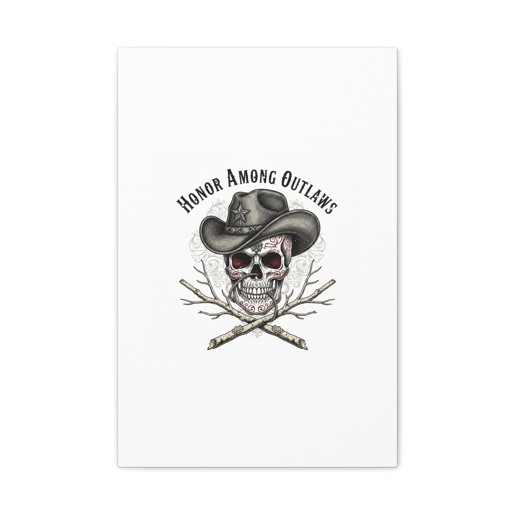 Honor Among Outlaws Canvas | Western Skull Art, Gothic Americana Desert Noir