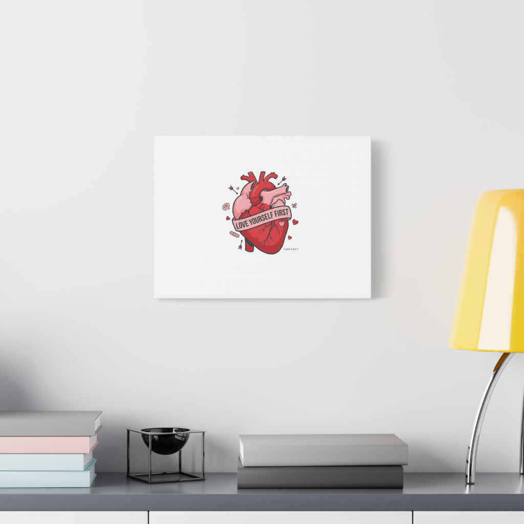 Love Yourself First Canvas, Hearts-with-a-Twist, Anti-Valentine Art