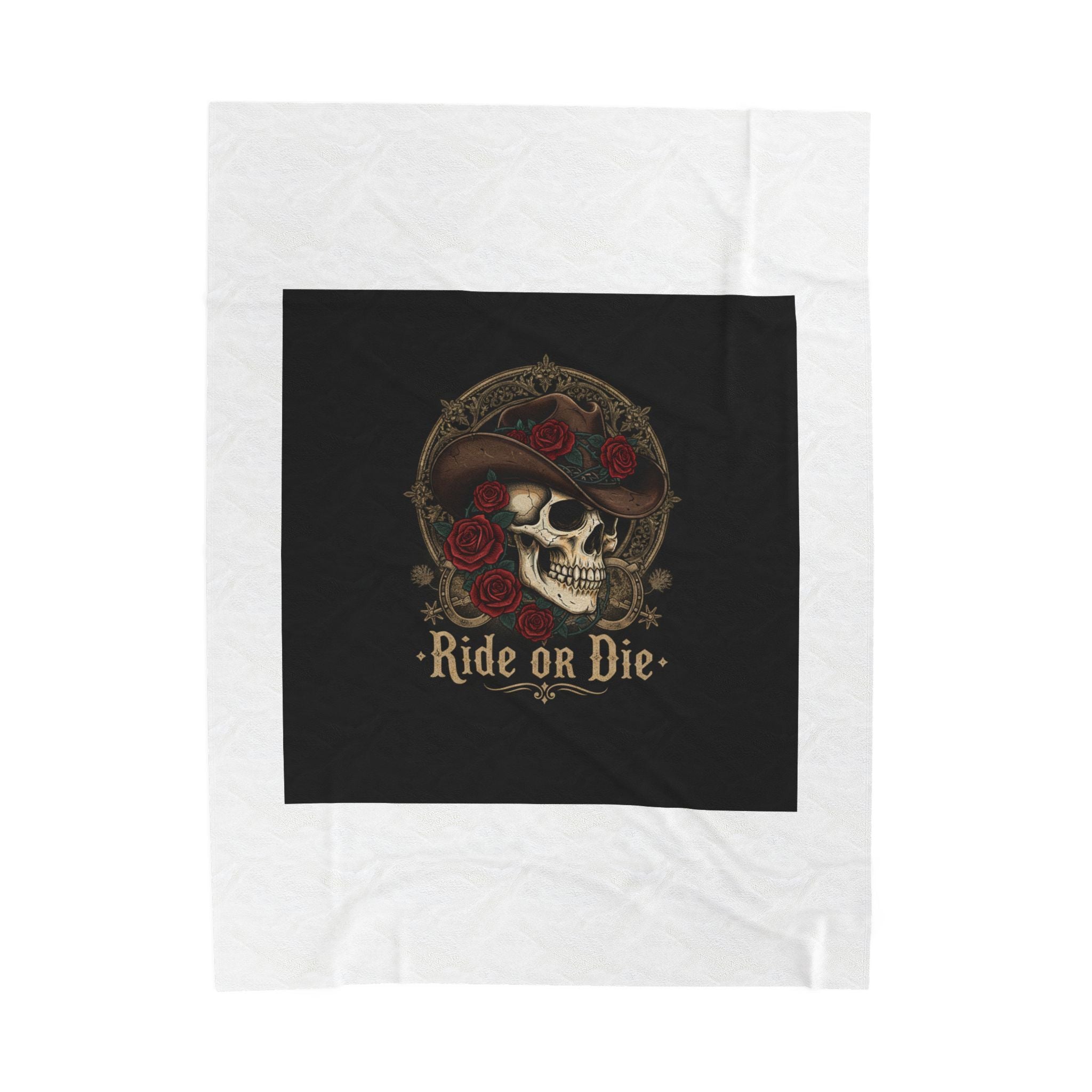 Ride or Die Skull Blanket | Western-Gothic, cowboy skull art, gothic Americana